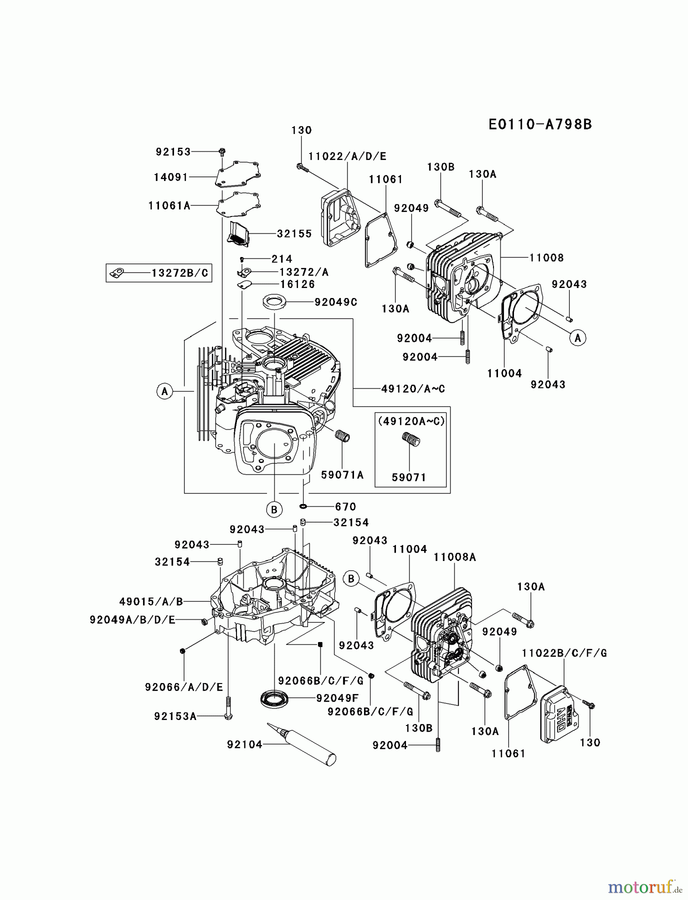  Kawasaki Motoren Motoren Vertikal FH641V - DS25 bis FS481V - BS13 FR651V-BS08 - Kawasaki FR651V 4-Stroke Engine CYLINDER/CRANKCASE #1