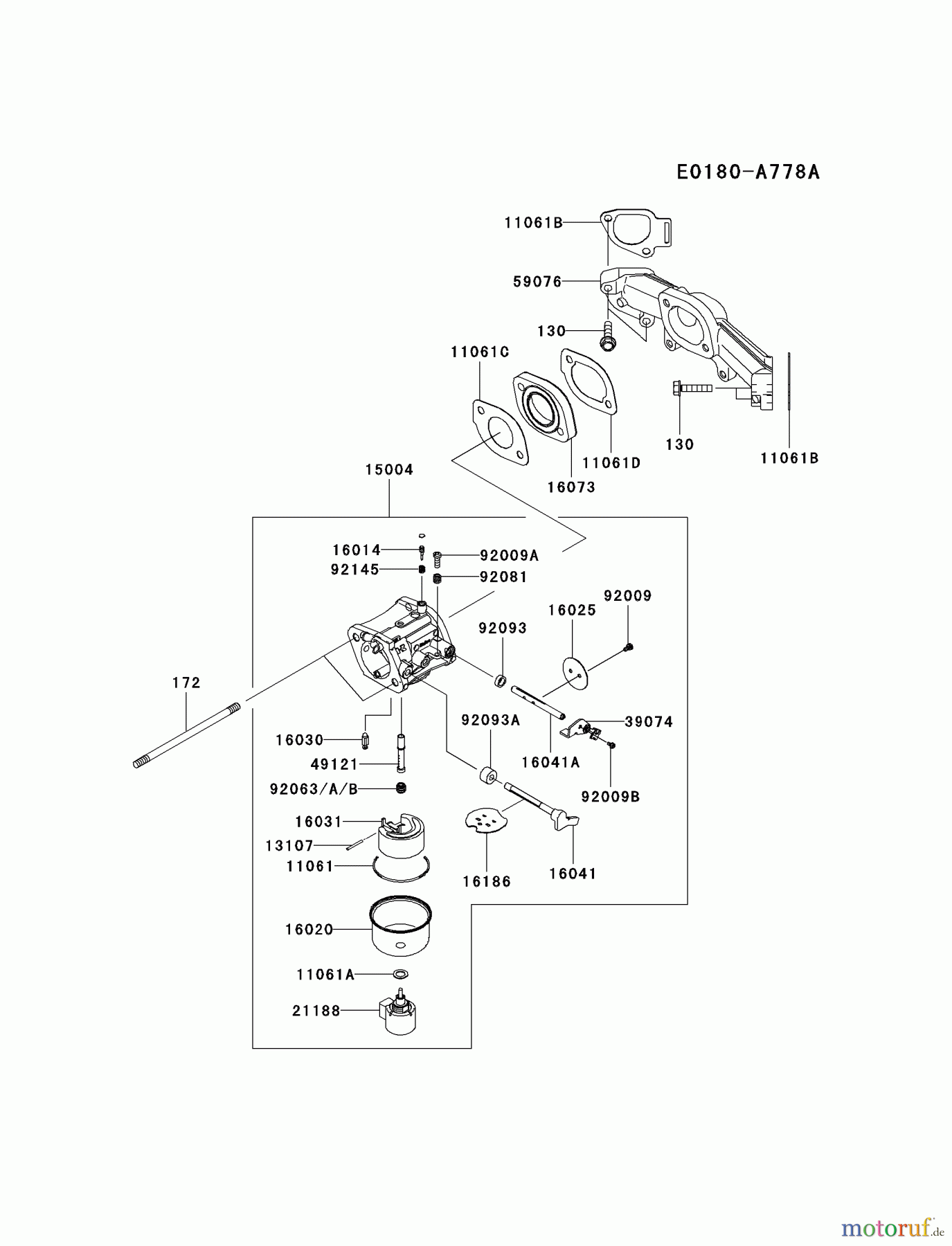  Kawasaki Motoren Motoren Vertikal FH641V - DS25 bis FS481V - BS13 FR651V-AS04 - Kawasaki FR651V 4-Stroke Engine CARBURETOR