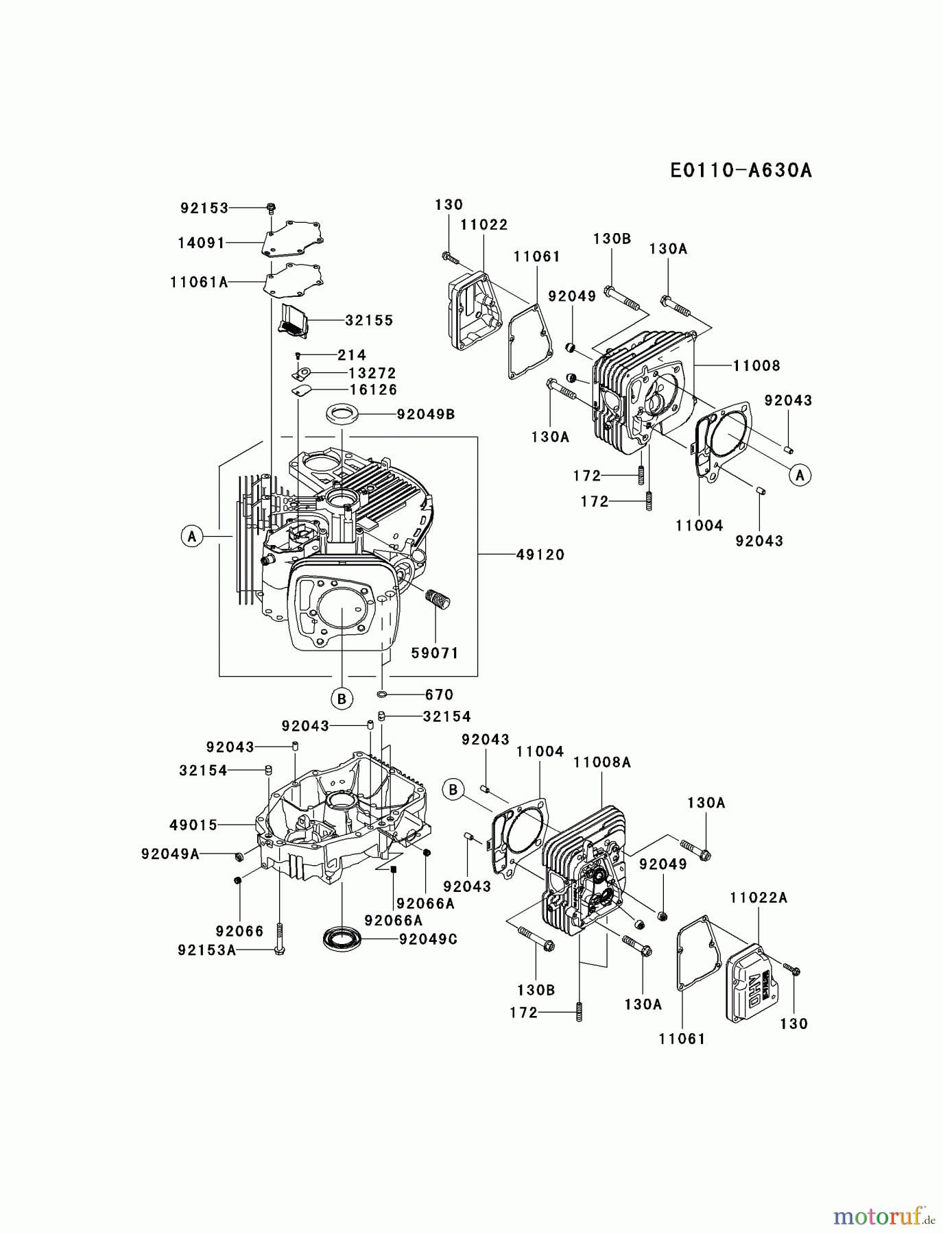  Kawasaki Motoren Motoren Vertikal FH641V - DS25 bis FS481V - BS13 FR691V-AS04 - Kawasaki FR691V 4-Stroke Engine CYLINDER/CRANKCASE