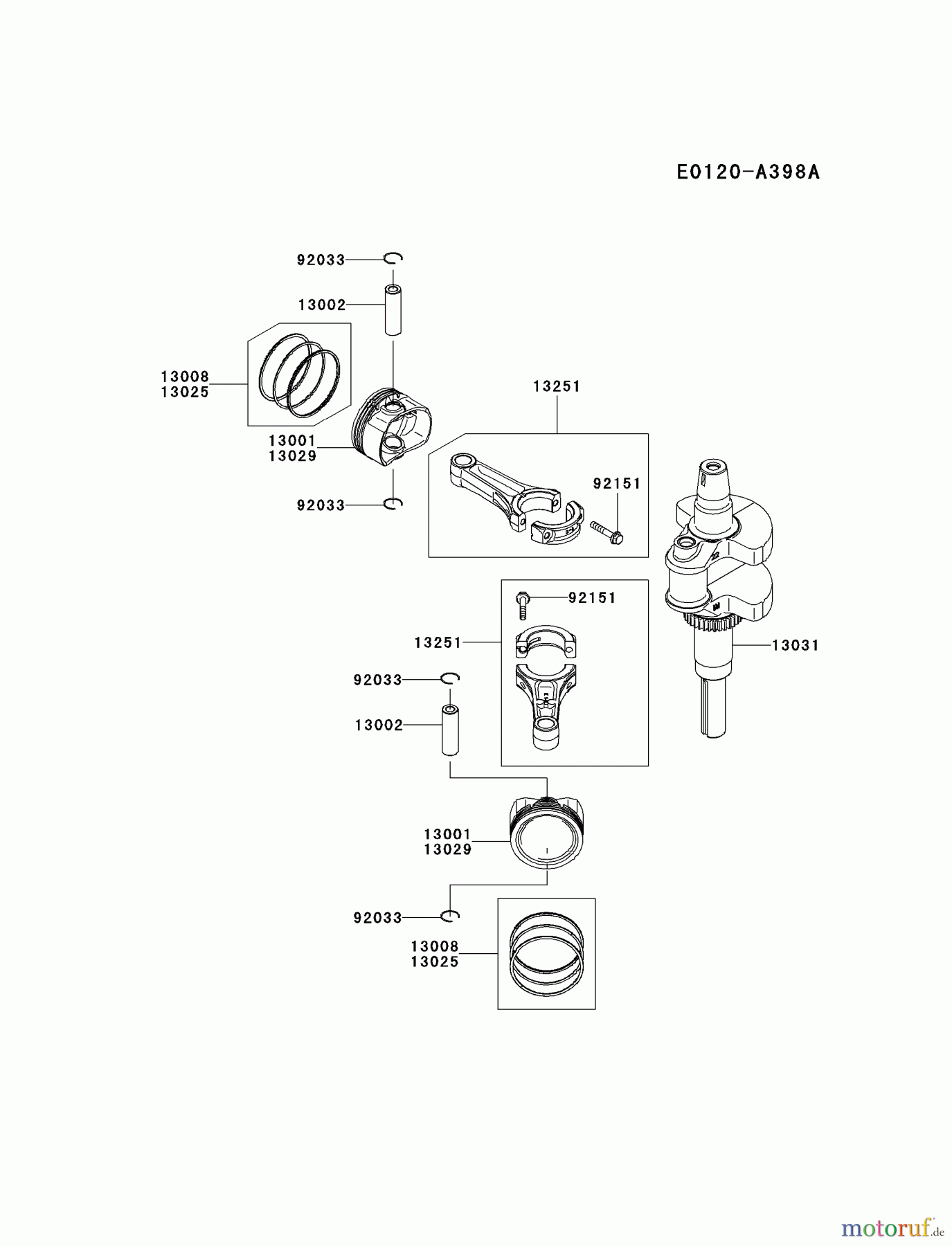  Kawasaki Motoren Motoren Vertikal FH641V - DS25 bis FS481V - BS13 FR691V-AS04 - Kawasaki FR691V 4-Stroke Engine PISTON/CRANKSHAFT