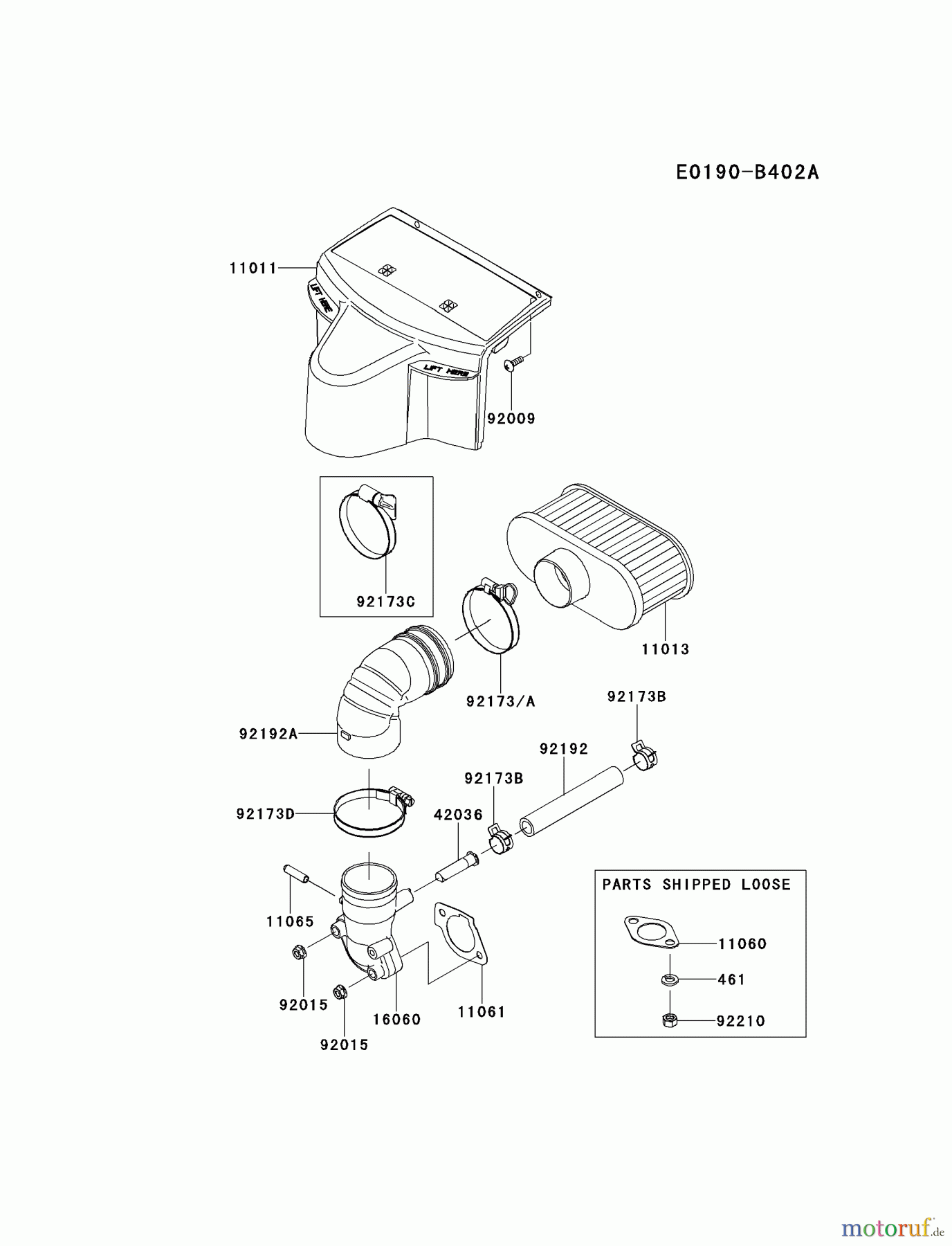  Kawasaki Motoren Motoren Vertikal FH641V - DS25 bis FS481V - BS13 FR691V-AS10 - Kawasaki FR691V 4-Stroke Engine AIR-FILTER/MUFFLER