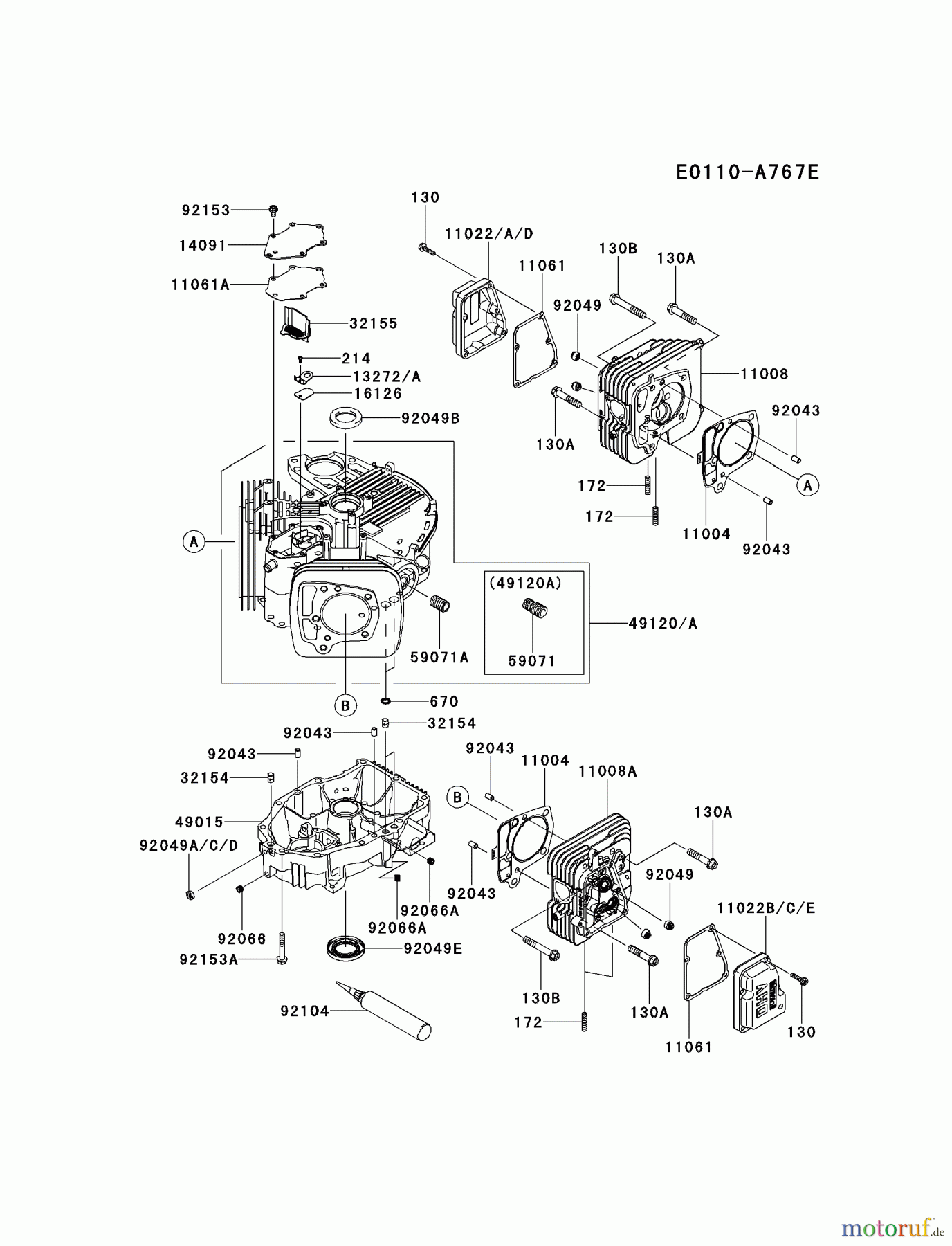  Kawasaki Motoren Motoren Vertikal FH641V - DS25 bis FS481V - BS13 FR691V-CS10 - Kawasaki FR691V 4-Stroke Engine CYLINDER/CRANKCASE