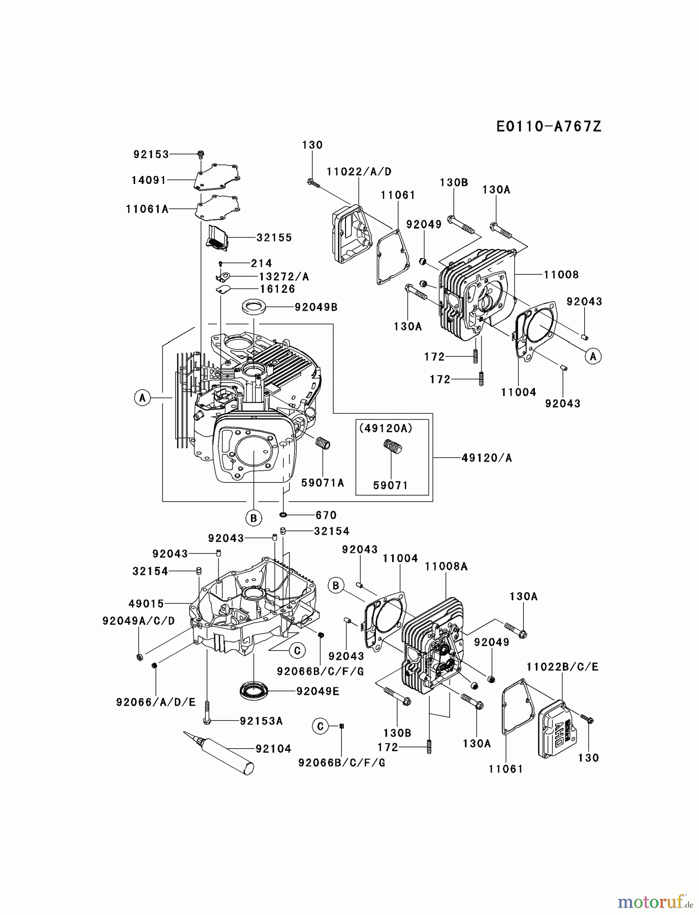  Kawasaki Motoren Motoren Vertikal FH641V - DS25 bis FS481V - BS13 FR691V-BS14 - Kawasaki FR691V 4-Stroke Engine CYLINDER/CRANKCASE #1