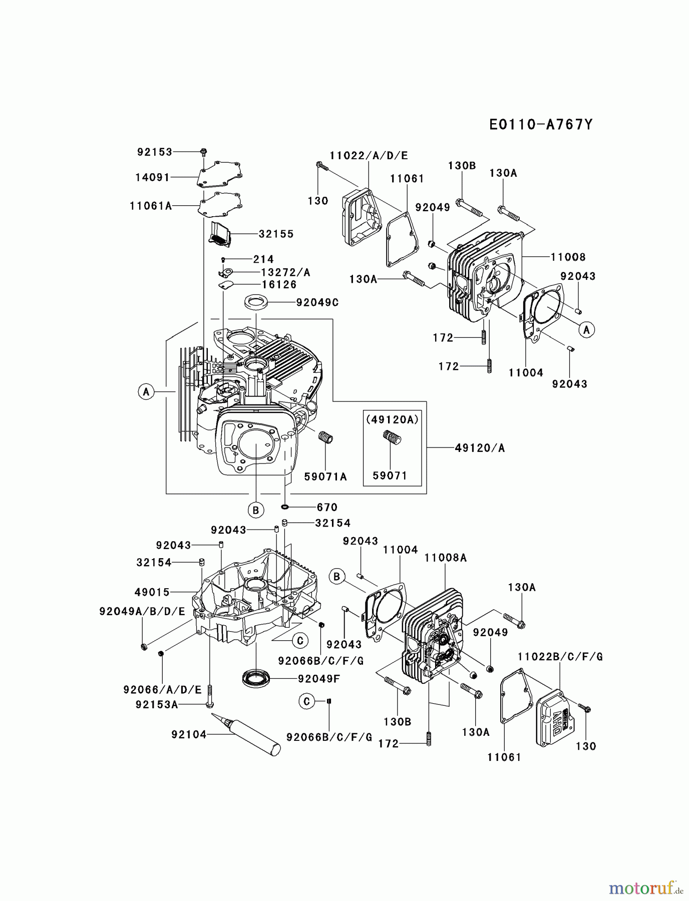  Kawasaki Motoren Motoren Vertikal FH641V - DS25 bis FS481V - BS13 FR691V-DS15 - Kawasaki FR691V 4-Stroke Engine CYLINDER/CRANKCASE #2