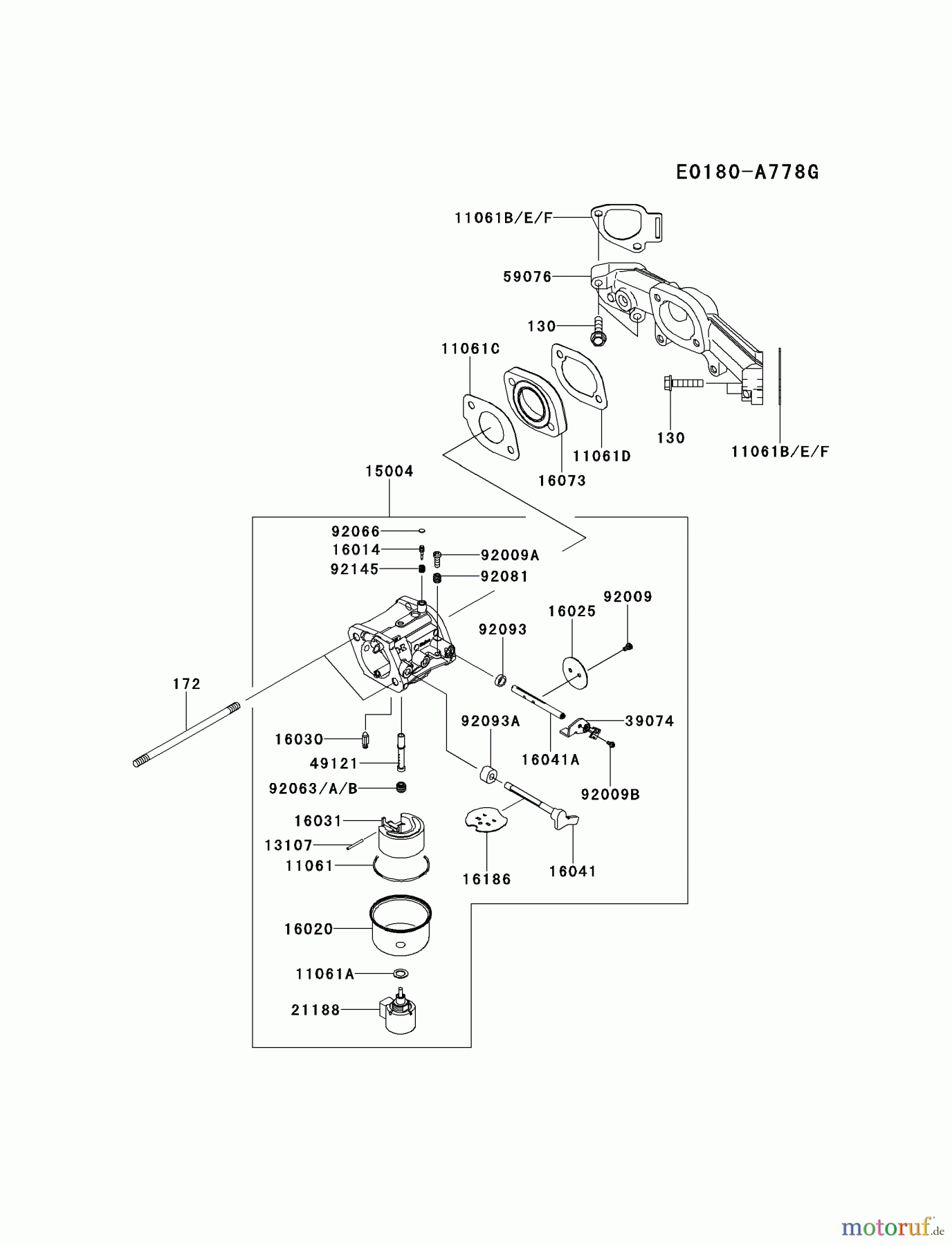  Kawasaki Motoren Motoren Vertikal FH641V - DS25 bis FS481V - BS13 FR691V-DS00 - Kawasaki FR691V 4-Stroke Engine CARBURETOR