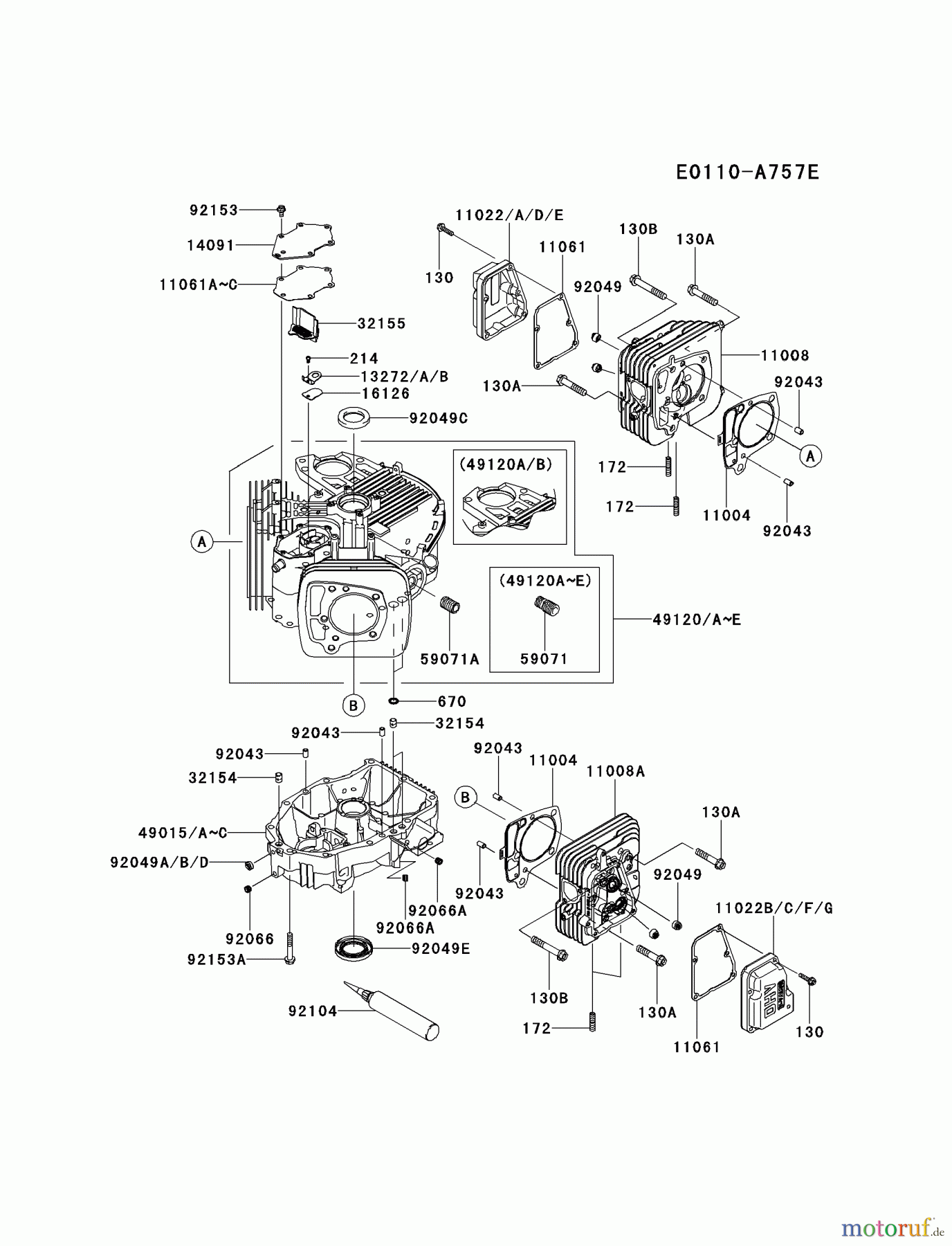  Kawasaki Motoren Motoren Vertikal FH641V - DS25 bis FS481V - BS13 FR651V-BS00 - Kawasaki FR651V 4-Stroke Engine CYLINDER/CRANKCASE #2