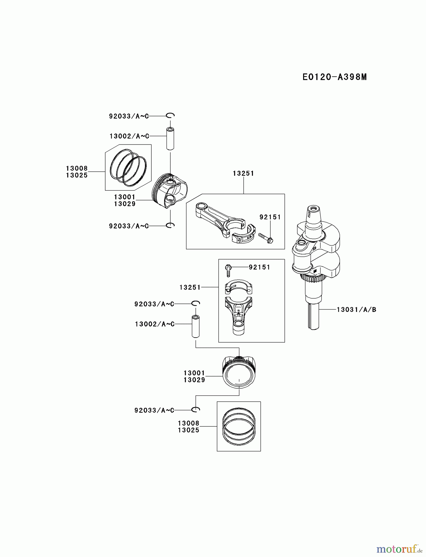  Kawasaki Motoren Motoren Vertikal FH641V - DS25 bis FS481V - BS13 FR651V-ES00 - Kawasaki FR651V 4-Stroke Engine PISTON/CRANKSHAFT