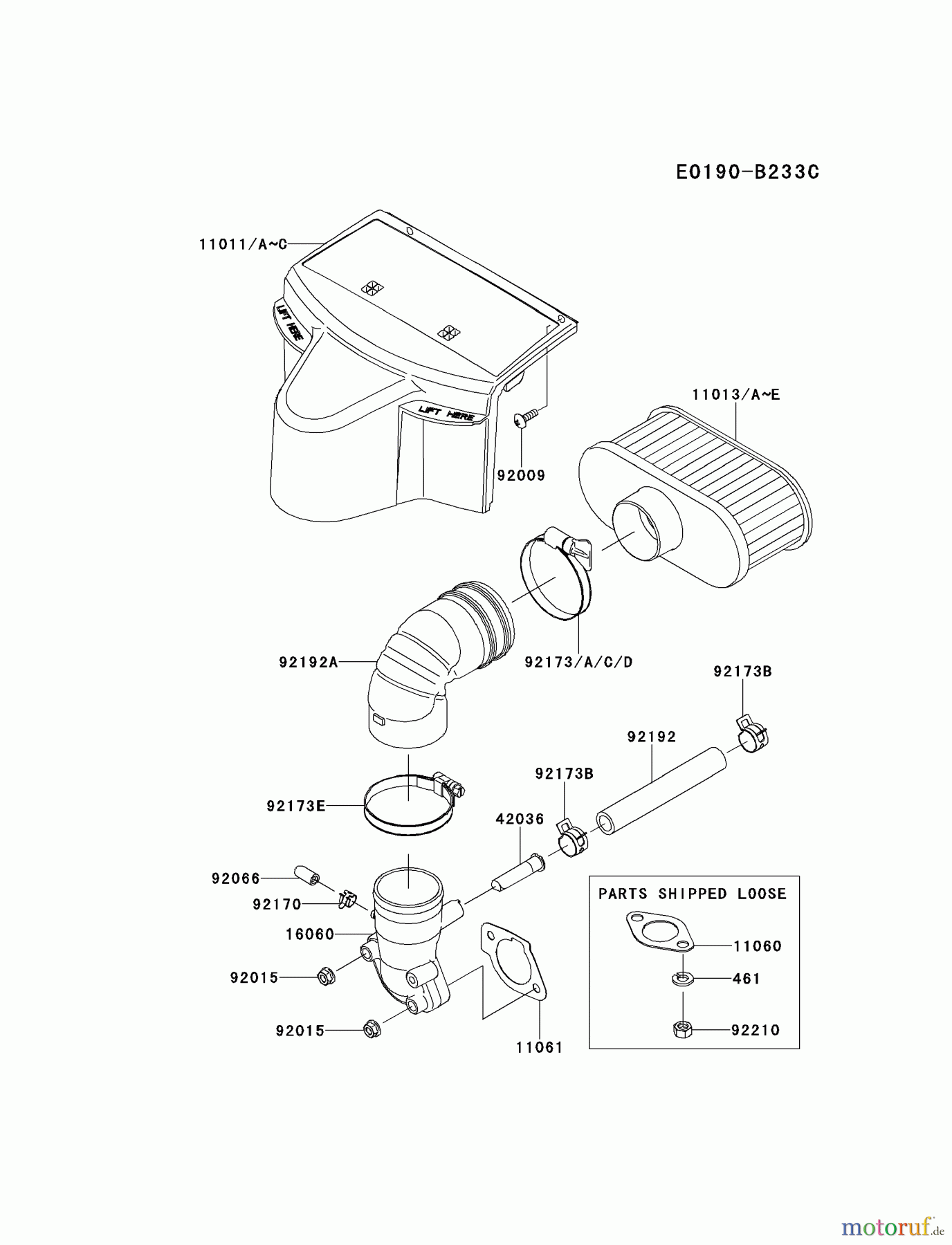  Kawasaki Motoren Motoren Vertikal FH641V - DS25 bis FS481V - BS13 FR691V-CS05 - Kawasaki FR691V 4-Stroke Engine AIR-FILTER/MUFFLER