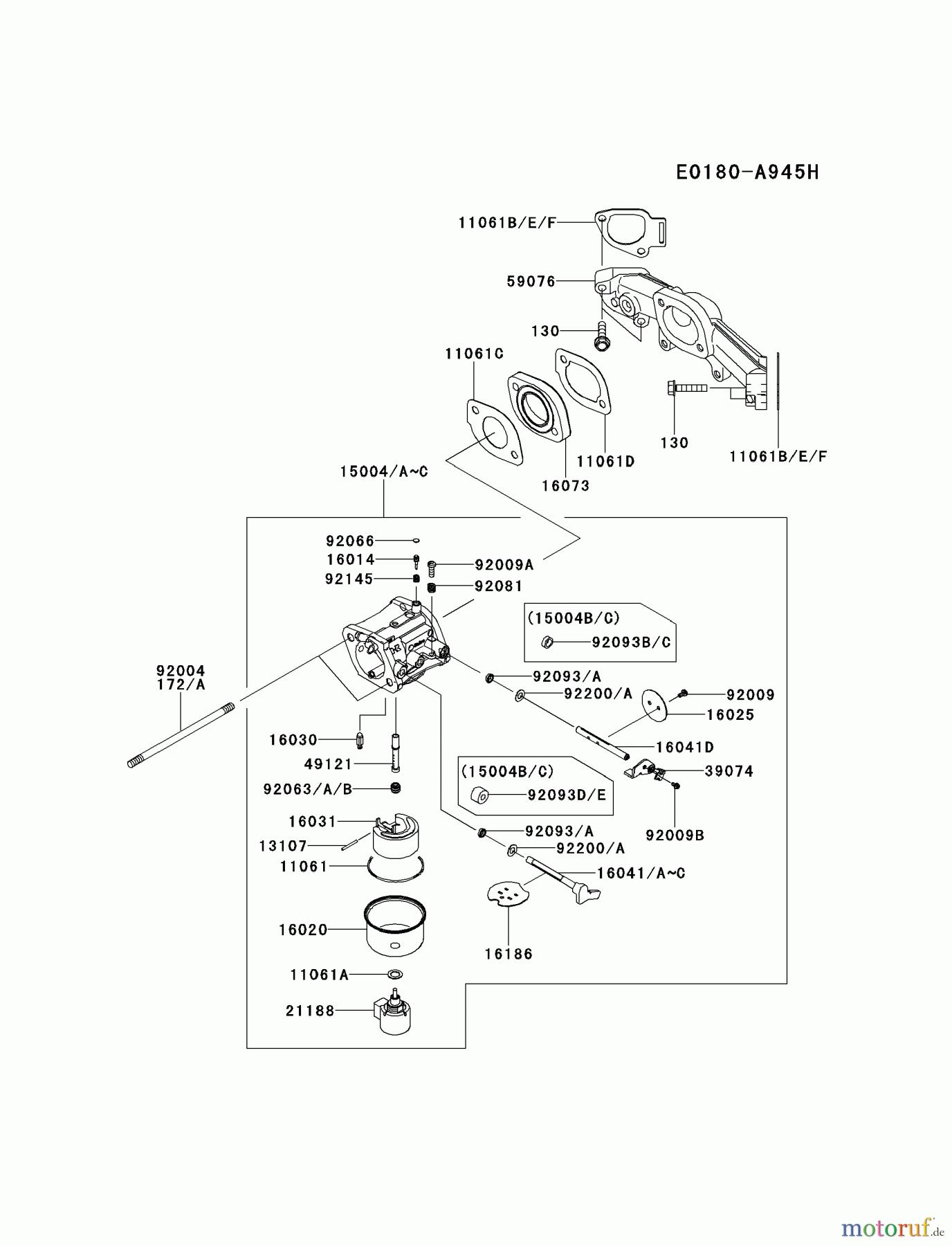  Kawasaki Motoren Motoren Vertikal FH641V - DS25 bis FS481V - BS13 FR651V-BS05 - Kawasaki FR651V 4-Stroke Engine CARBURETOR #1