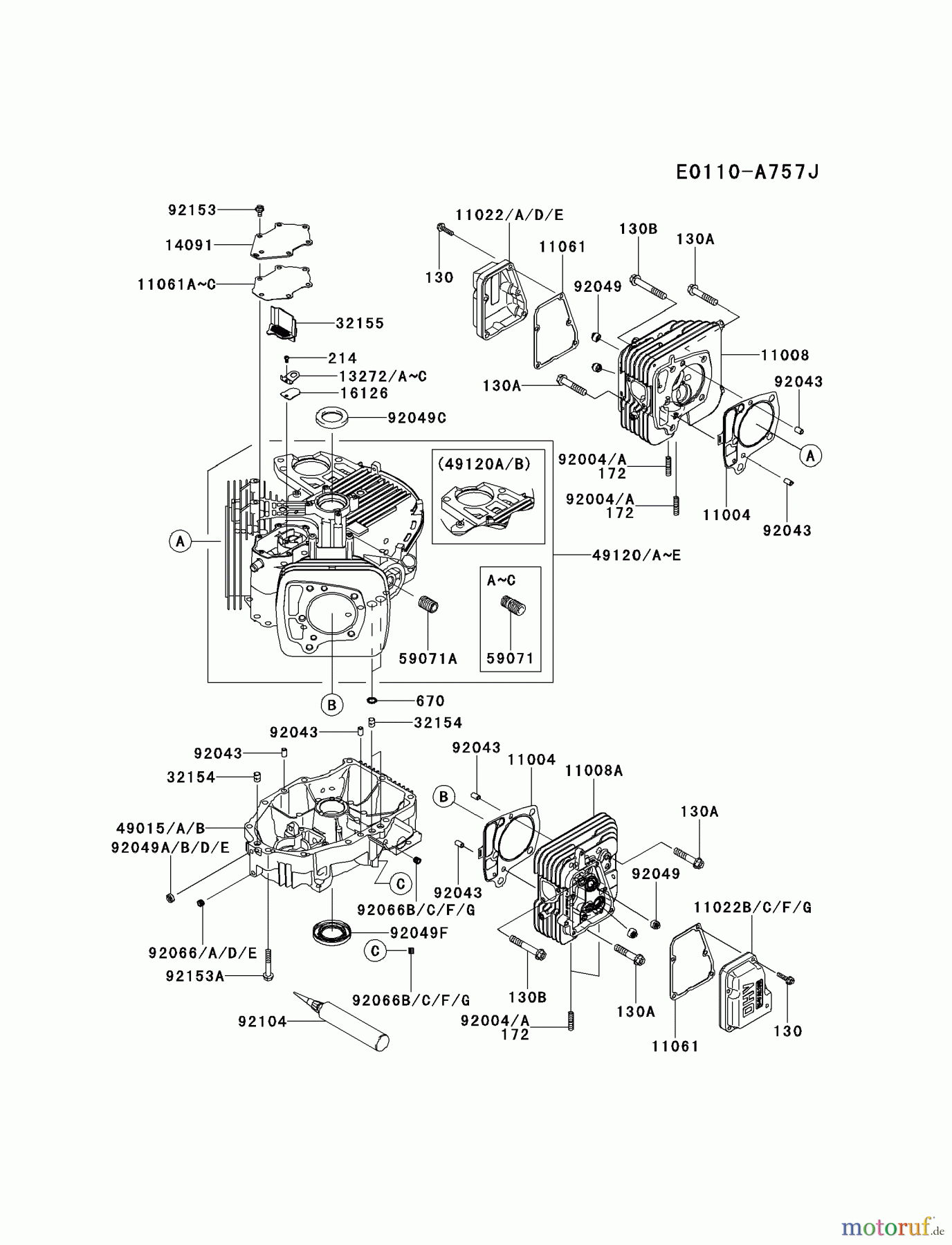  Kawasaki Motoren Motoren Vertikal FH641V - DS25 bis FS481V - BS13 FR691V-AS05 - Kawasaki FR691V 4-Stroke Engine CYLINDER/CRANKCASE #1