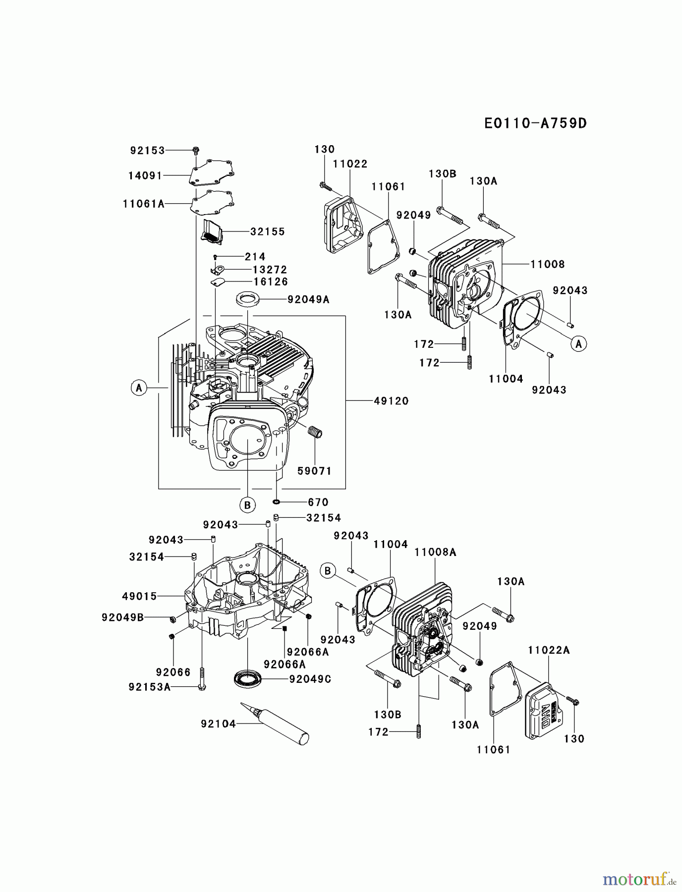  Kawasaki Motoren Motoren Vertikal FH641V - DS25 bis FS481V - BS13 FR691V-AS24 - Kawasaki FR691V 4-Stroke Engine CYLINDER/CRANKCASE