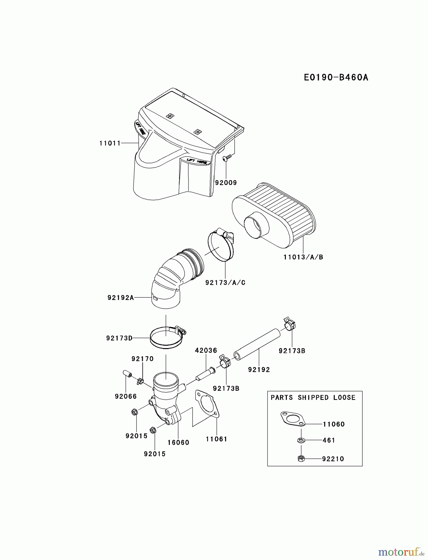  Kawasaki Motoren Motoren Vertikal FH641V - DS25 bis FS481V - BS13 FR730V-AS12 - Kawasaki FR730V 4-Stroke Engine AIR-FILTER/MUFFLER