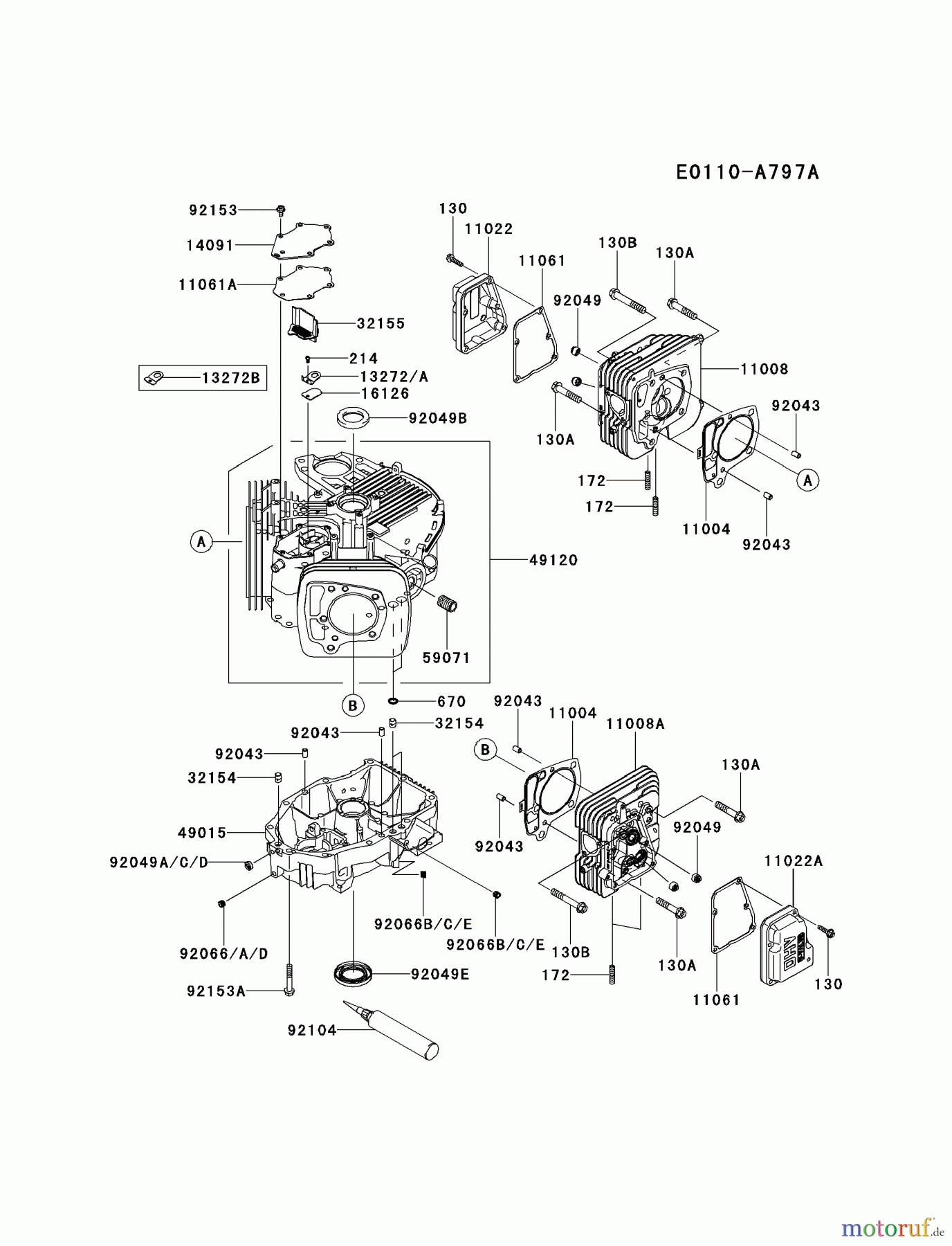  Kawasaki Motoren Motoren Vertikal FH641V - DS25 bis FS481V - BS13 FR730V-AS12 - Kawasaki FR730V 4-Stroke Engine CYLINDER/CRANKCASE