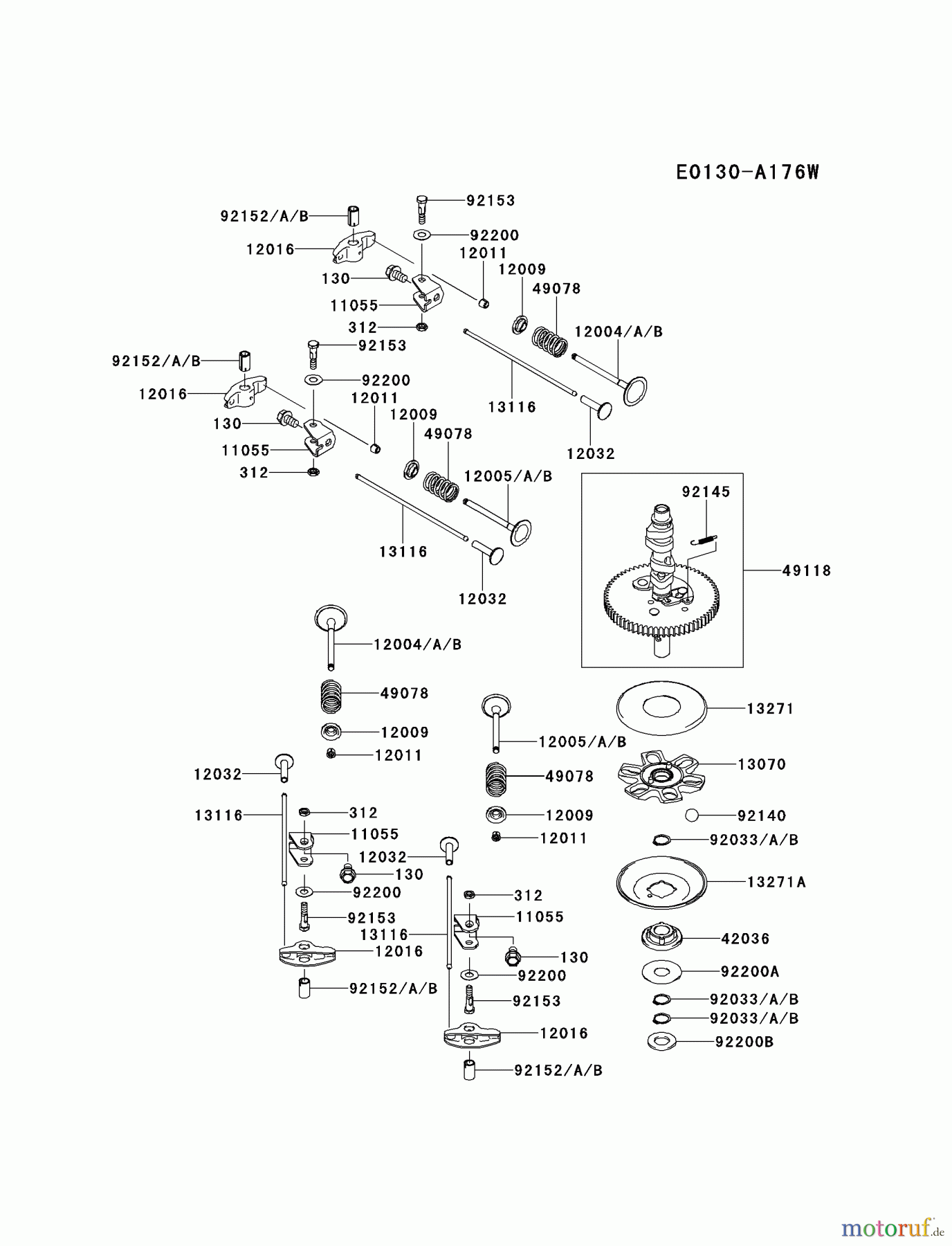  Kawasaki Motoren Motoren Vertikal FH641V - DS25 bis FS481V - BS13 FR691V-BS18 - Kawasaki FR691V 4-Stroke Engine VALVE/CAMSHAFT