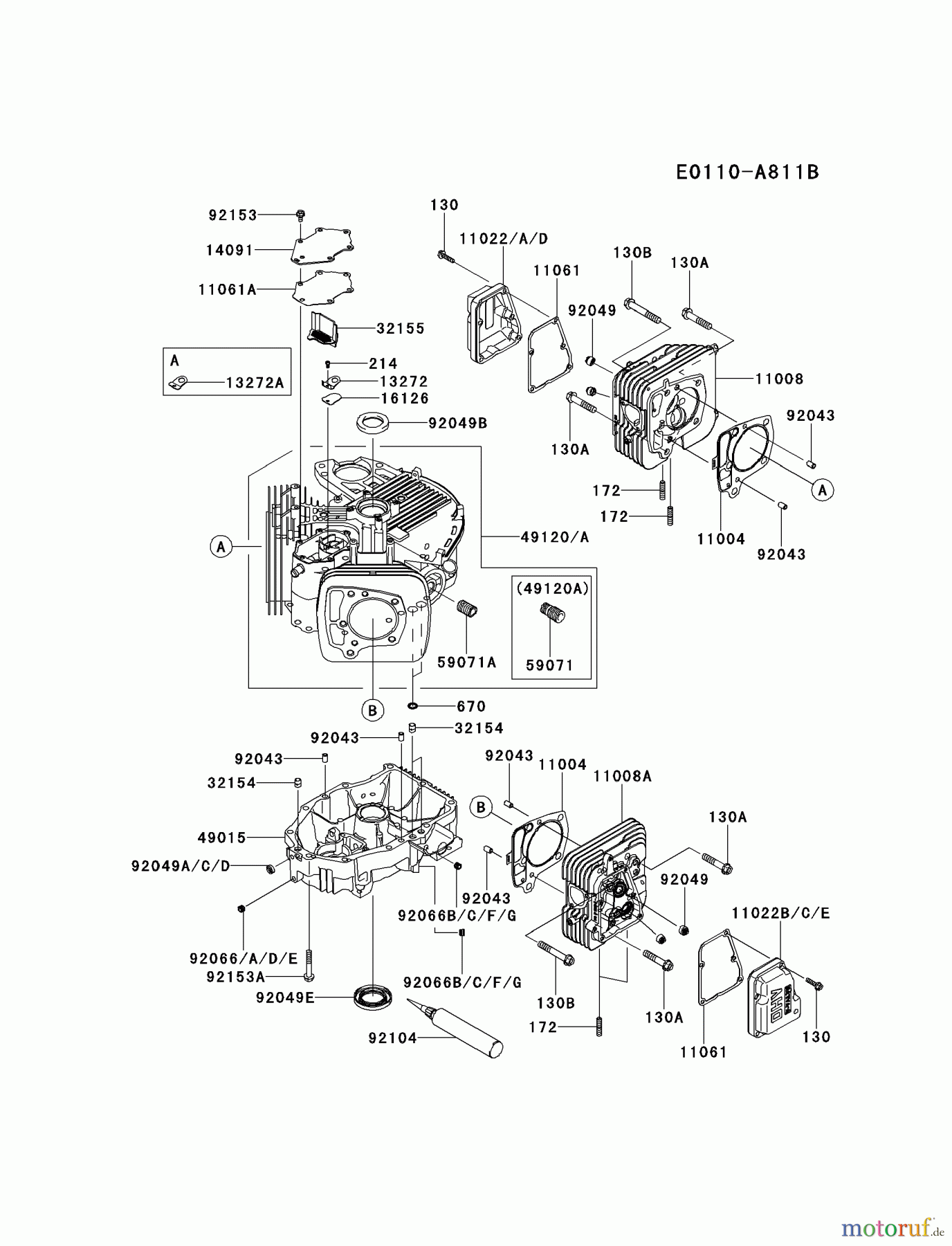  Kawasaki Motoren Motoren Vertikal FH641V - DS25 bis FS481V - BS13 FR730V-AS10 - Kawasaki FR730V 4-Stroke Engine CYLINDER/CRANKCASE #2