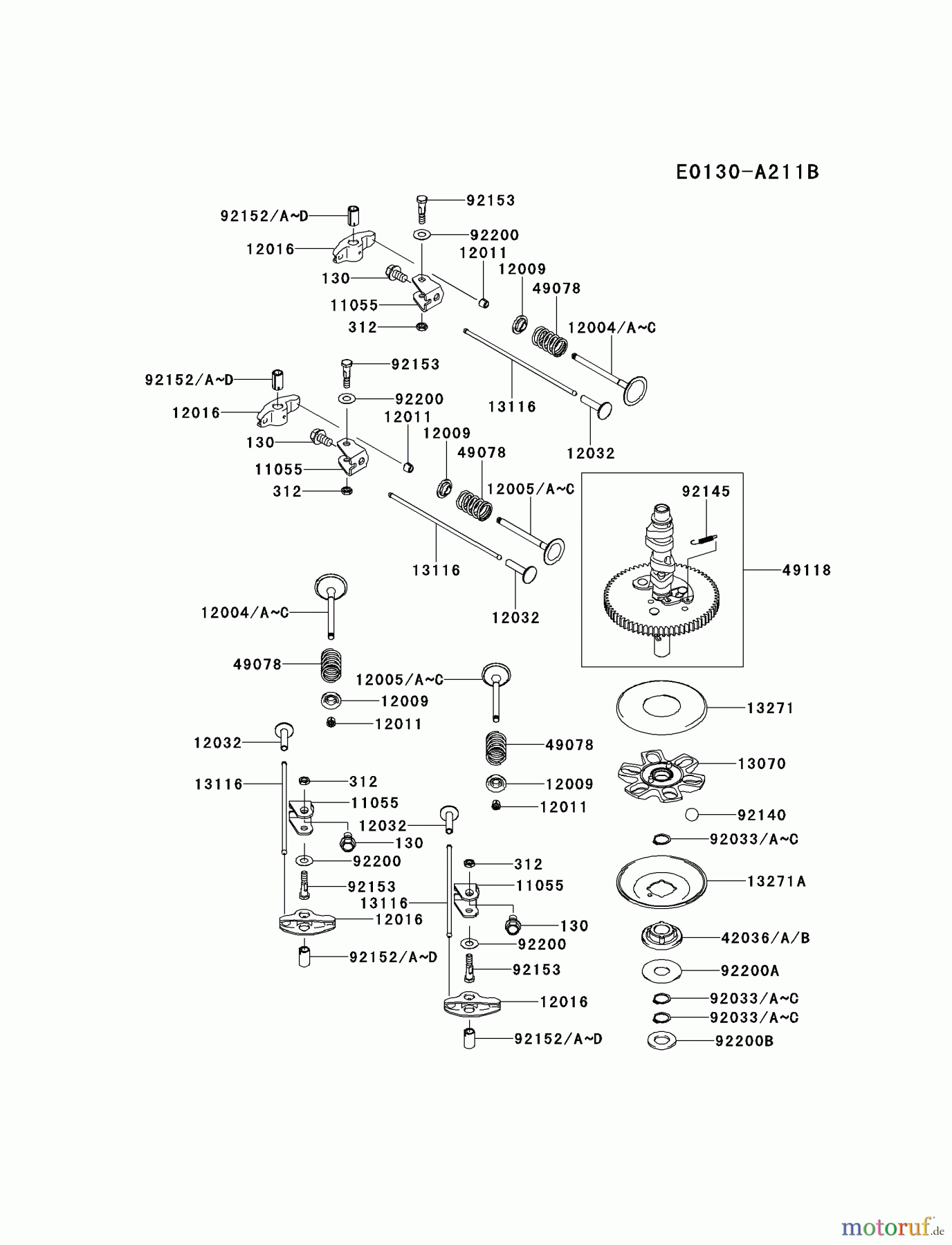  Kawasaki Motoren Motoren Vertikal FH641V - DS25 bis FS481V - BS13 FR691V-BS07 - Kawasaki FR691V 4-Stroke Engine VALVE/CAMSHAFT