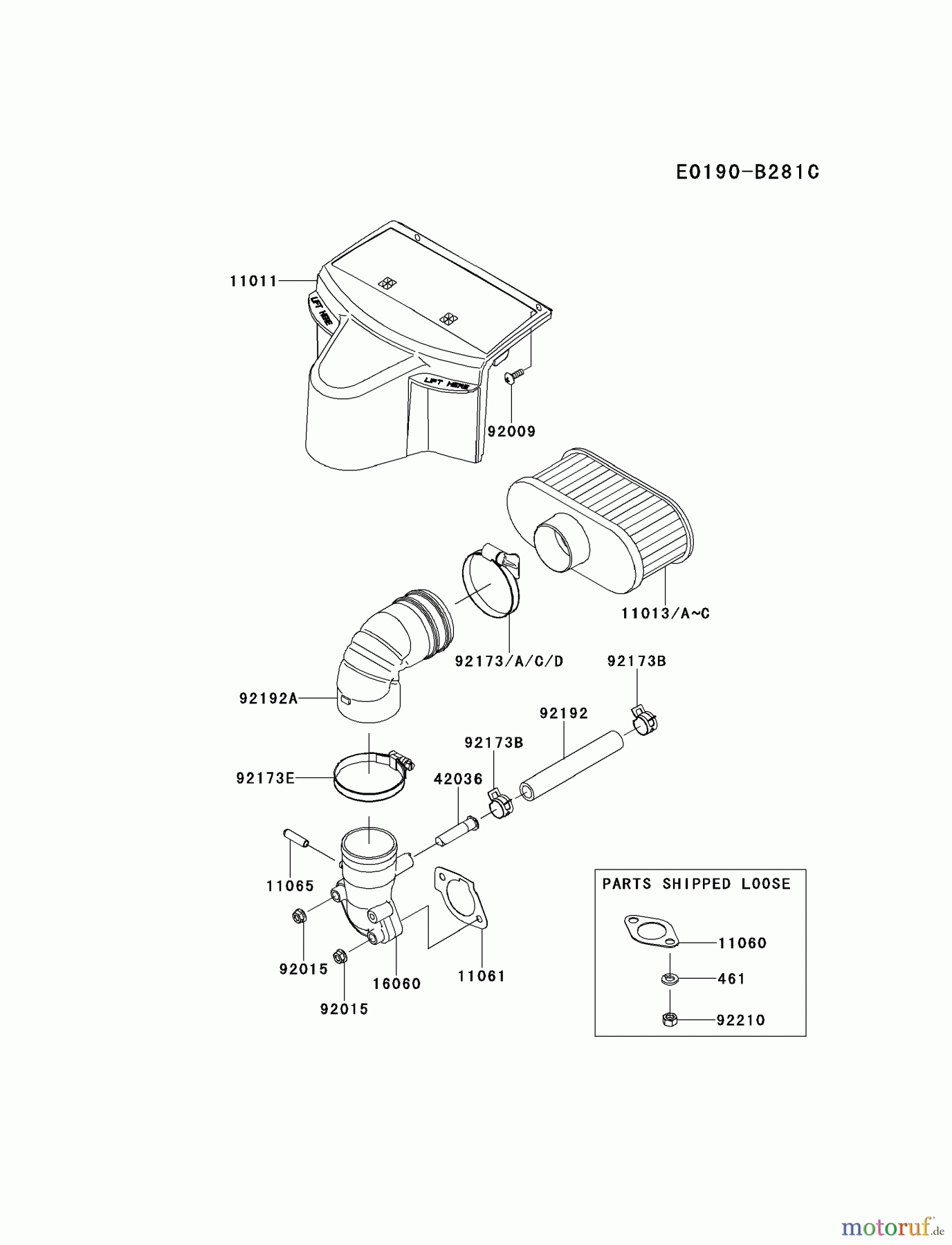  Kawasaki Motoren Motoren Vertikal FH641V - DS25 bis FS481V - BS13 FR651V-AS09 - Kawasaki FR651V 4-Stroke Engine AIR-FILTER/MUFFLER