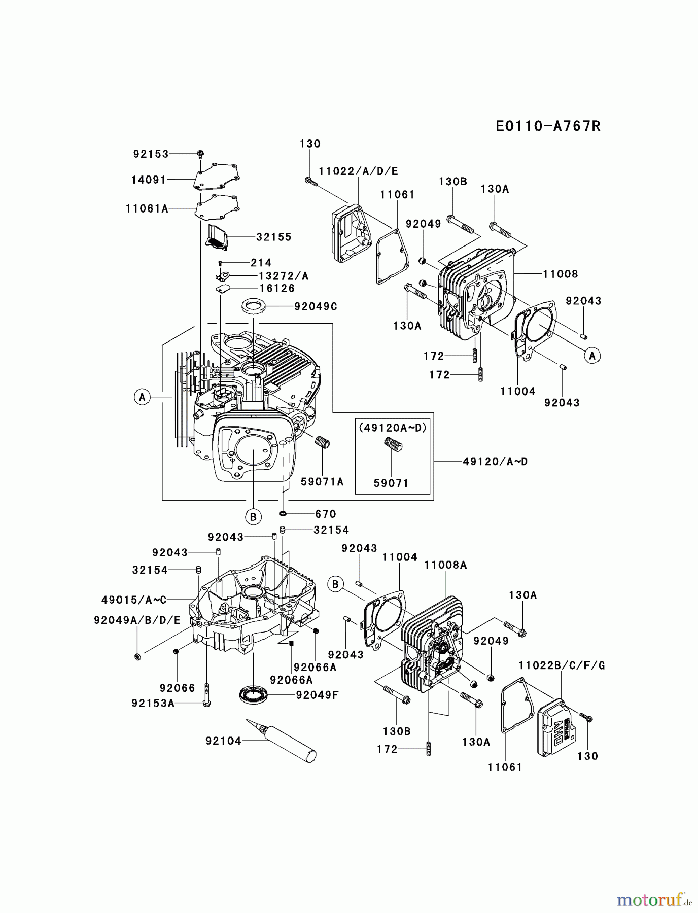  Kawasaki Motoren Motoren Vertikal FH641V - DS25 bis FS481V - BS13 FR730V-DS00 - Kawasaki FR730V 4-Stroke Engine CYLINDER/CRANKCASE #2