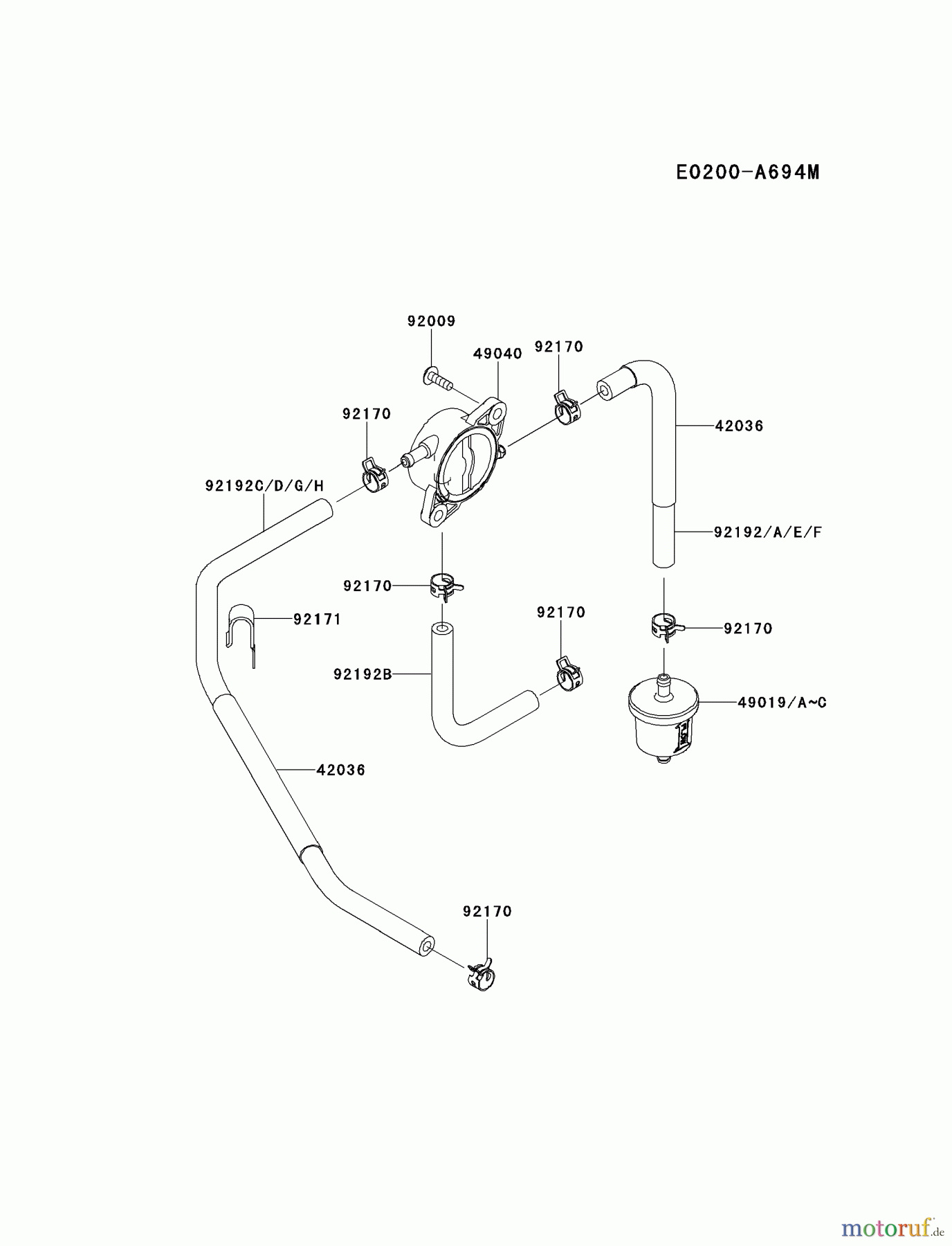  Kawasaki Motoren Motoren Vertikal FH641V - DS25 bis FS481V - BS13 FR691V-ES00 - Kawasaki FR691V 4-Stroke Engine FUEL-TANK/FUEL-VALVE