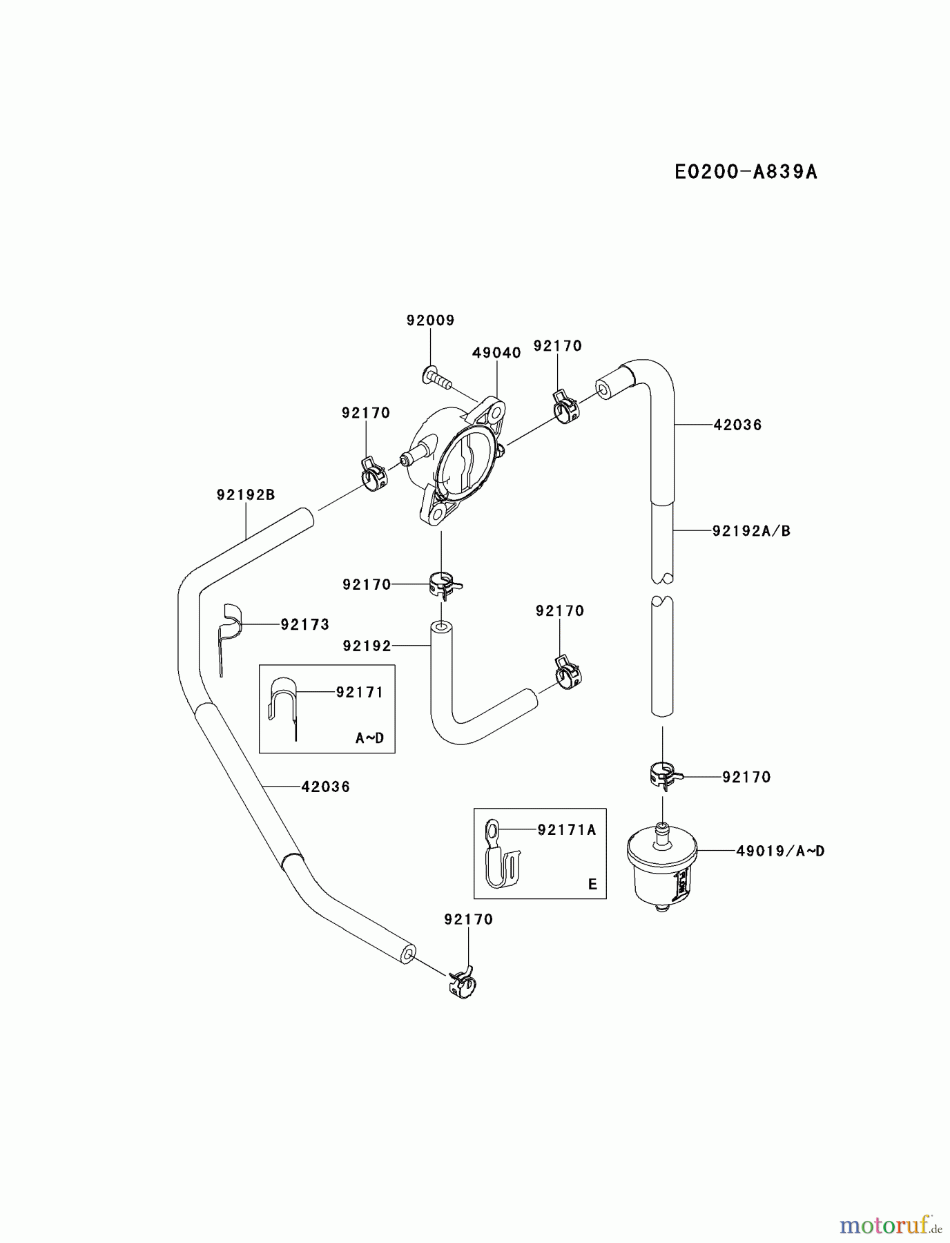  Kawasaki Motoren Motoren Vertikal FH641V - DS25 bis FS481V - BS13 FR730V-BS04 - Kawasaki FR730V 4-Stroke Engine FUEL-TANK/FUEL-VALVE