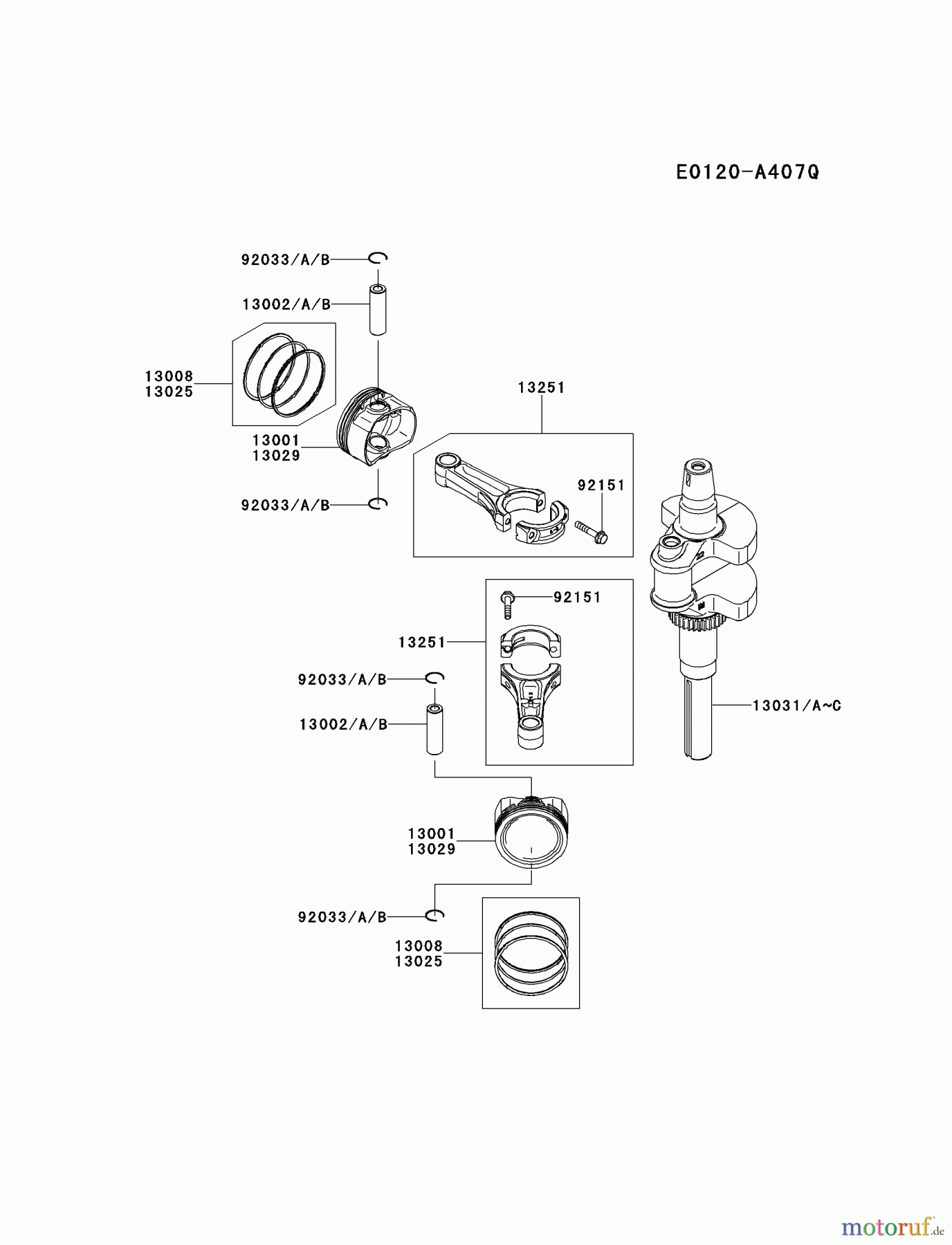  Kawasaki Motoren Motoren Vertikal FH641V - DS25 bis FS481V - BS13 FR730V-AS04 - Kawasaki FR730V 4-Stroke Engine PISTON/CRANKSHAFT