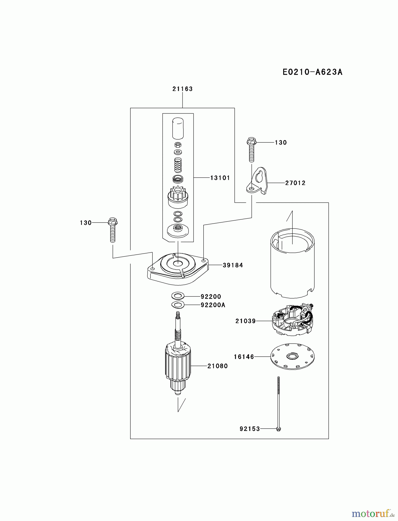  Kawasaki Motoren Motoren Vertikal FH641V - DS25 bis FS481V - BS13 FR651V-CS12 - Kawasaki FR651V 4-Stroke Engine STARTER(FR651VB39845∼)