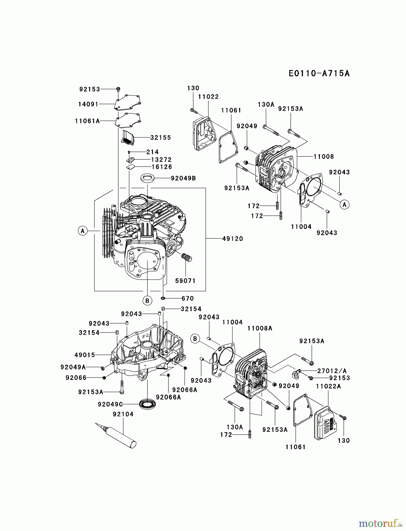  Kawasaki Motoren Motoren Vertikal FH641V - DS25 bis FS481V - BS13 FS481V-AS09 - Kawasaki FS481V 4-Stroke Engine CYLINDER/CRANKCASE