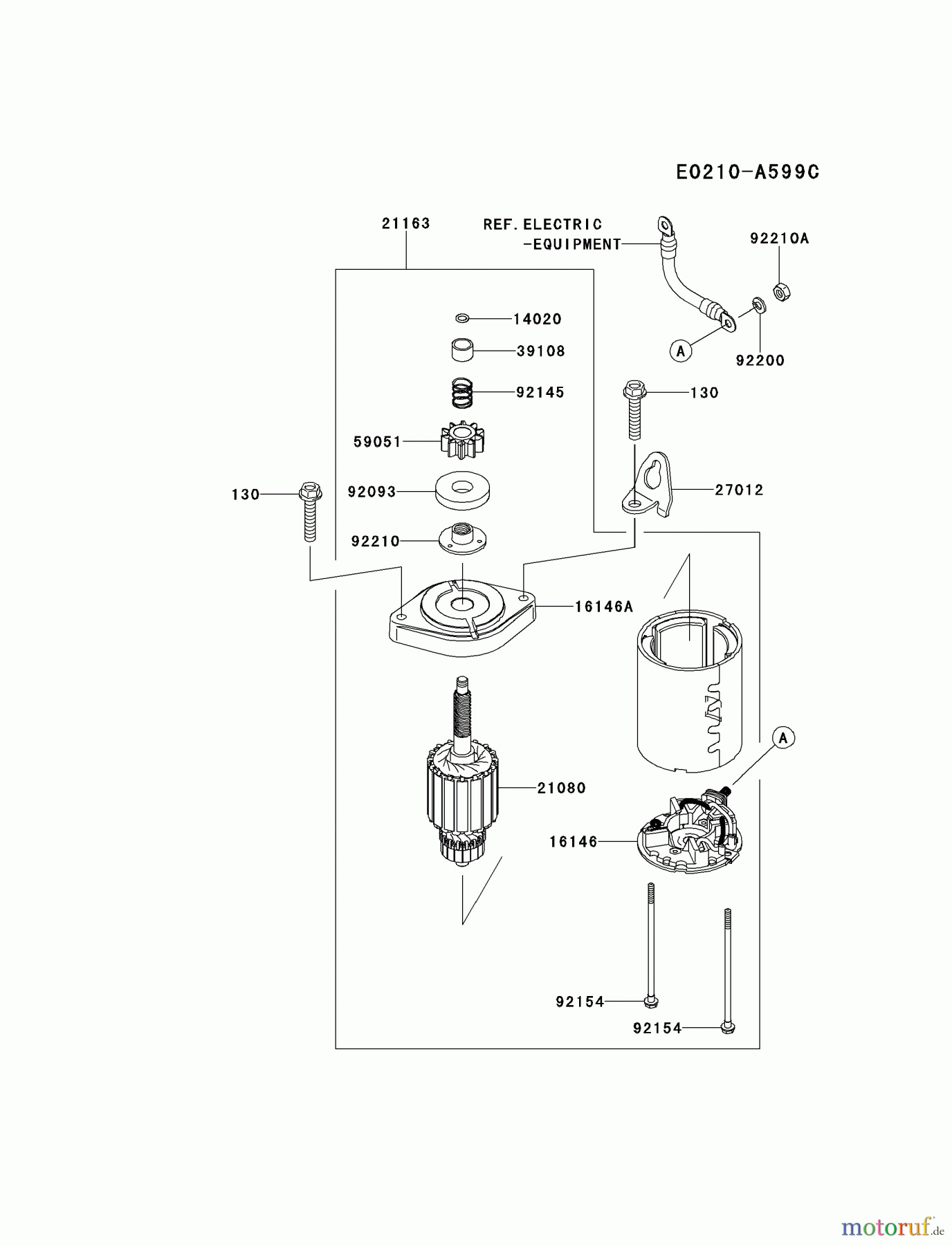  Kawasaki Motoren Motoren Vertikal FH641V - DS25 bis FS481V - BS13 FS481V-AS25 - Kawasaki FS481V 4-Stroke Engine STARTER(∼FS481VA57360)