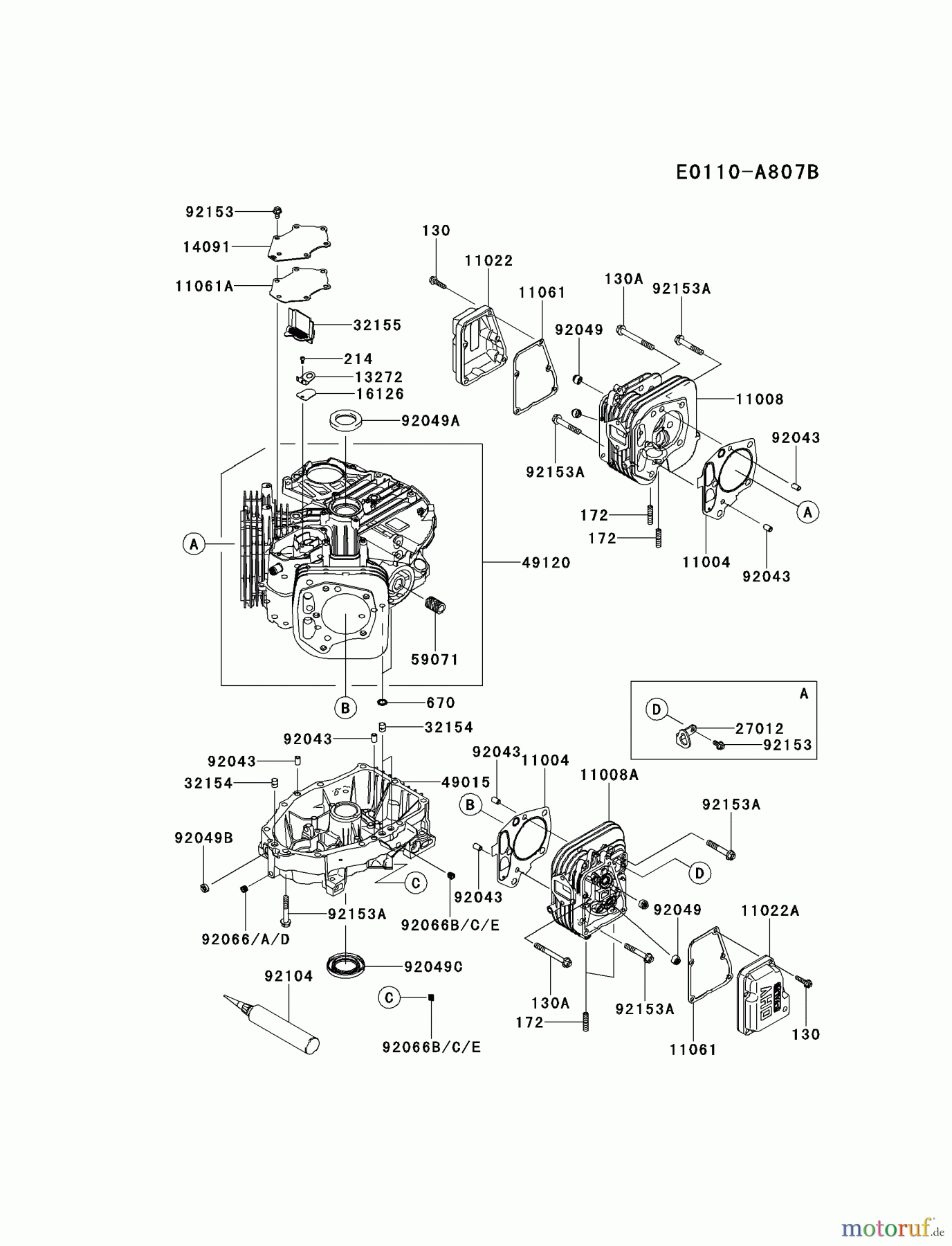  Kawasaki Motoren Motoren Vertikal FH641V - DS25 bis FS481V - BS13 FS481V-AS26 - Kawasaki FS481V 4-Stroke Engine CYLINDER/CRANKCASE