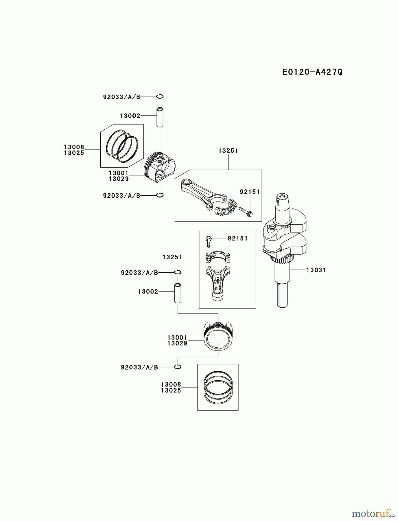  Kawasaki Motoren Motoren Vertikal FH641V - DS25 bis FS481V - BS13 FS481V-AS25 - Kawasaki FS481V 4-Stroke Engine PISTON/CRANKSHAFT