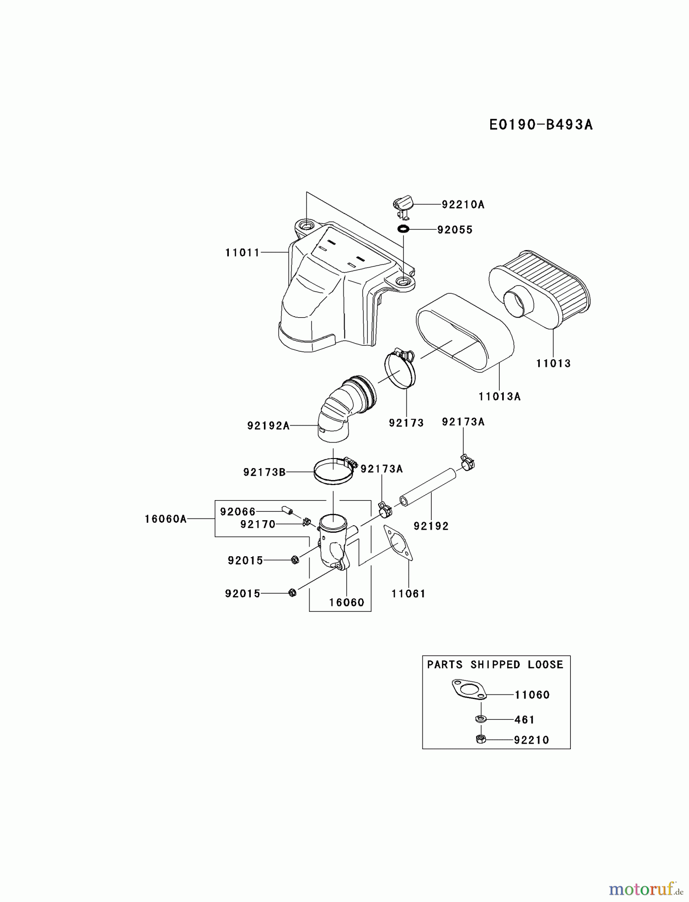  Kawasaki Motoren Motoren Vertikal FH641V - DS25 bis FS481V - BS13 FS481V-AS27 - Kawasaki FS481V 4-Stroke Engine AIR-FILTER/MUFFLER