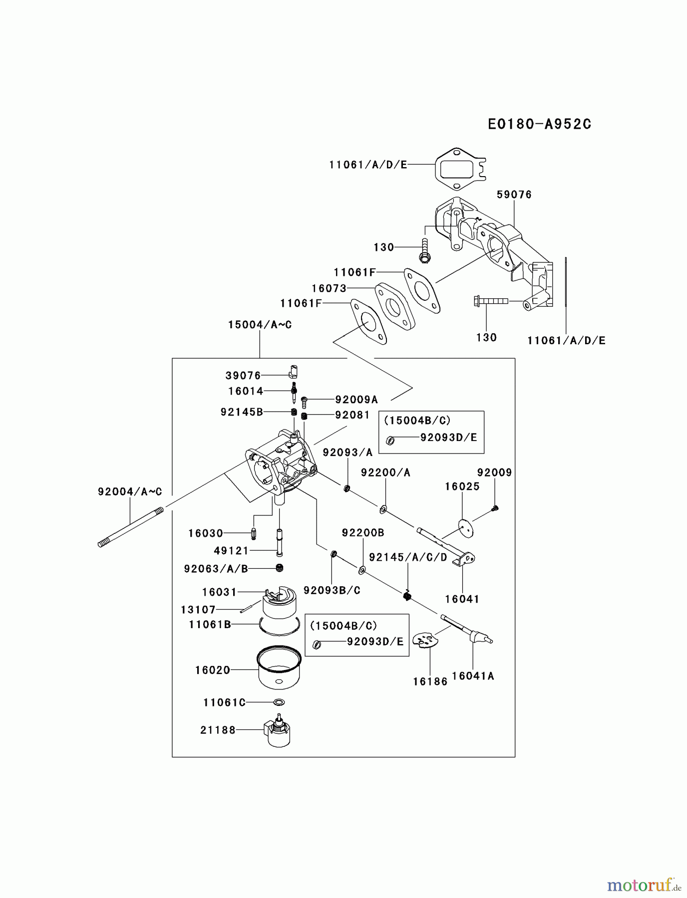  Kawasaki Motoren Motoren Vertikal FH641V - DS25 bis FS481V - BS13 FS481V-AS53 - Kawasaki FS481V 4-Stroke Engine CARBURETOR #3