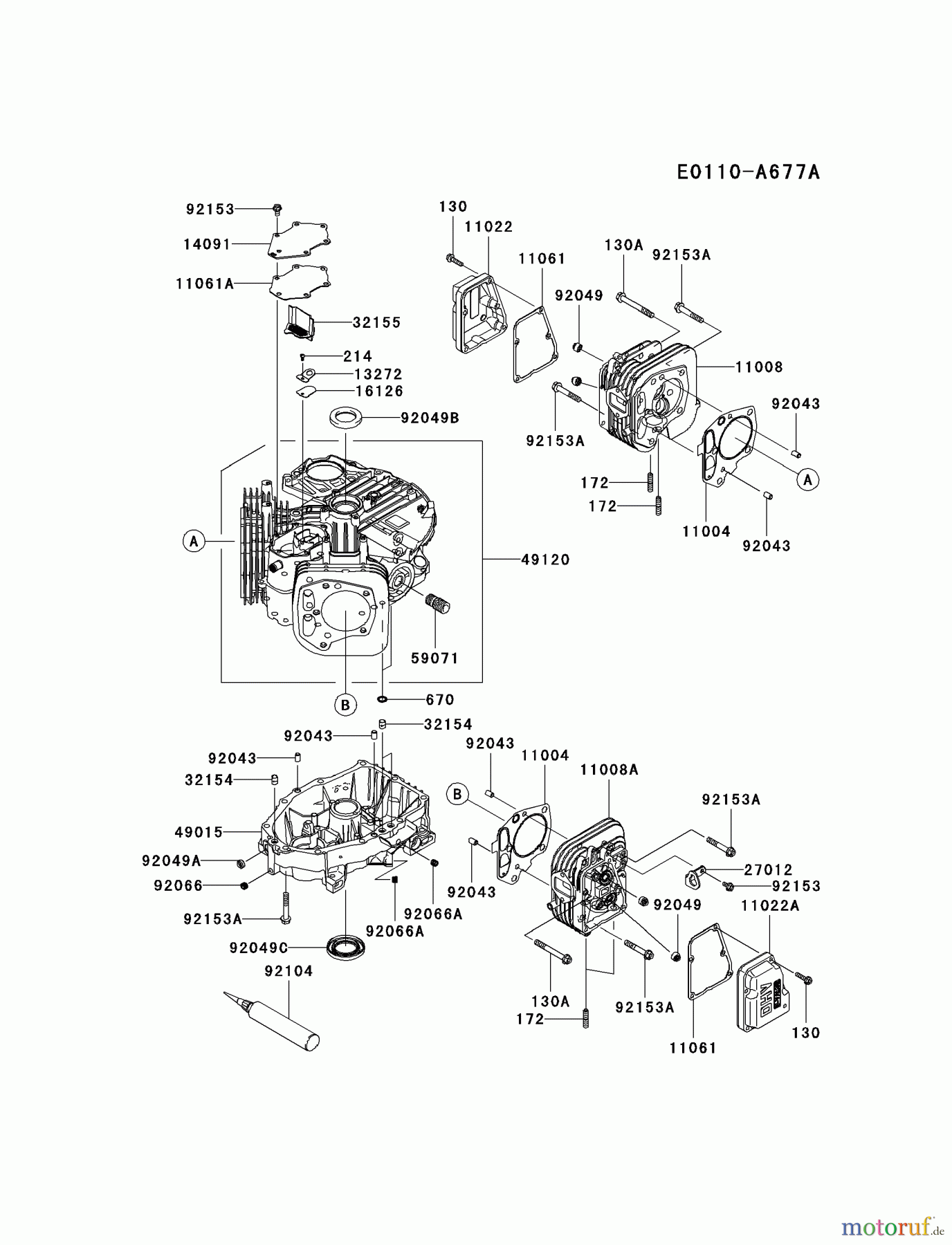  Kawasaki Motoren Motoren Vertikal FH641V - DS25 bis FS481V - BS13 FS481V-AS20 - Kawasaki FS481V 4-Stroke Engine CYLINDER/CRANKCASE