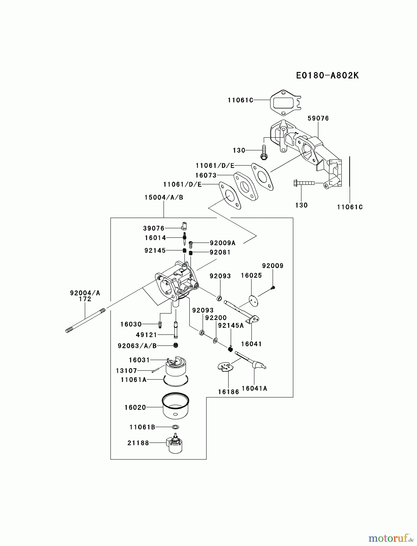  Kawasaki Motoren Motoren Vertikal FH641V - DS25 bis FS481V - BS13 FS481V-BS00 - Kawasaki FS481V 4-Stroke Engine CARBURETOR