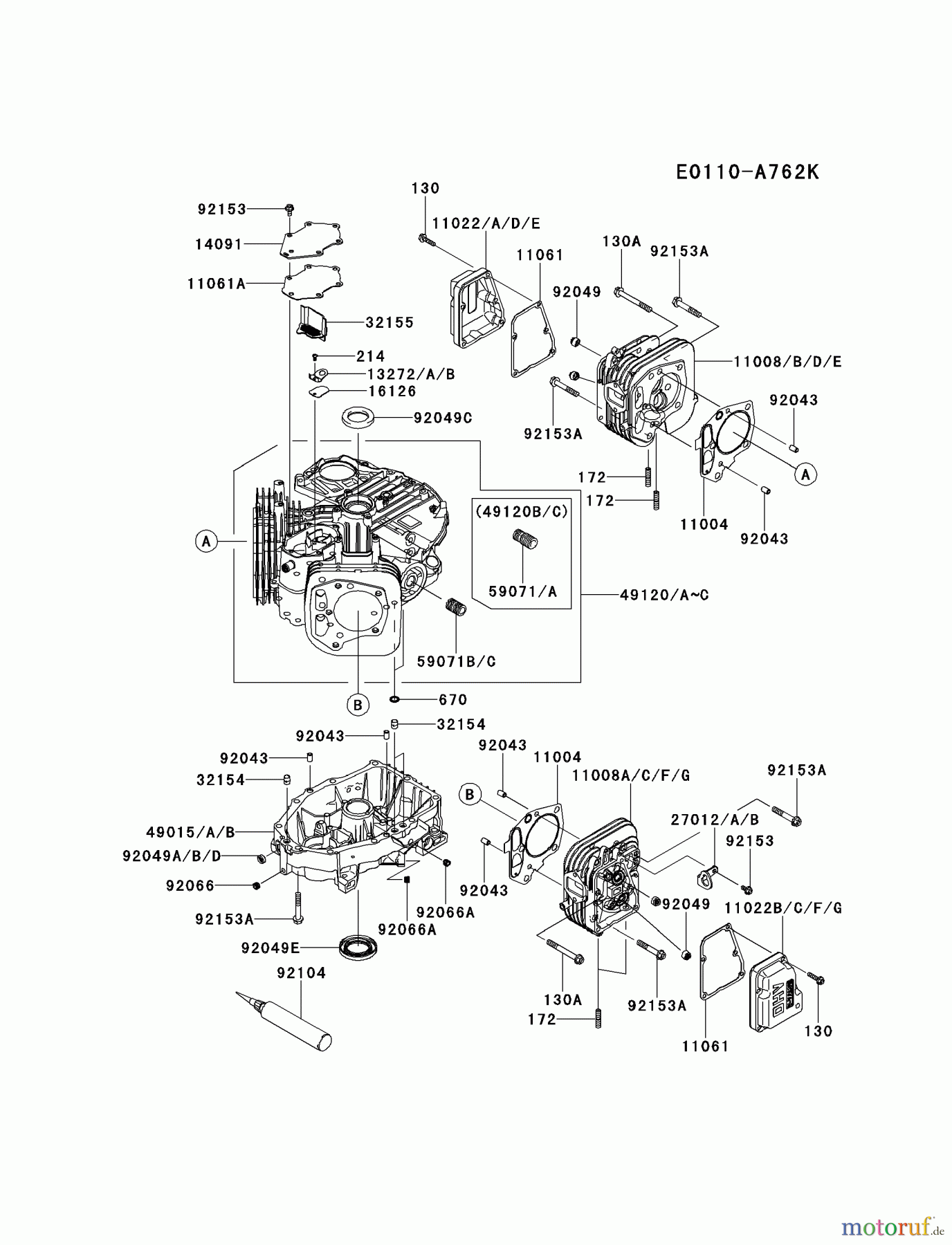  Kawasaki Motoren Motoren Vertikal FH641V - DS25 bis FS481V - BS13 FS481V-BS01 - Kawasaki FS481V 4-Stroke Engine CYLINDER/CRANKCASE #1