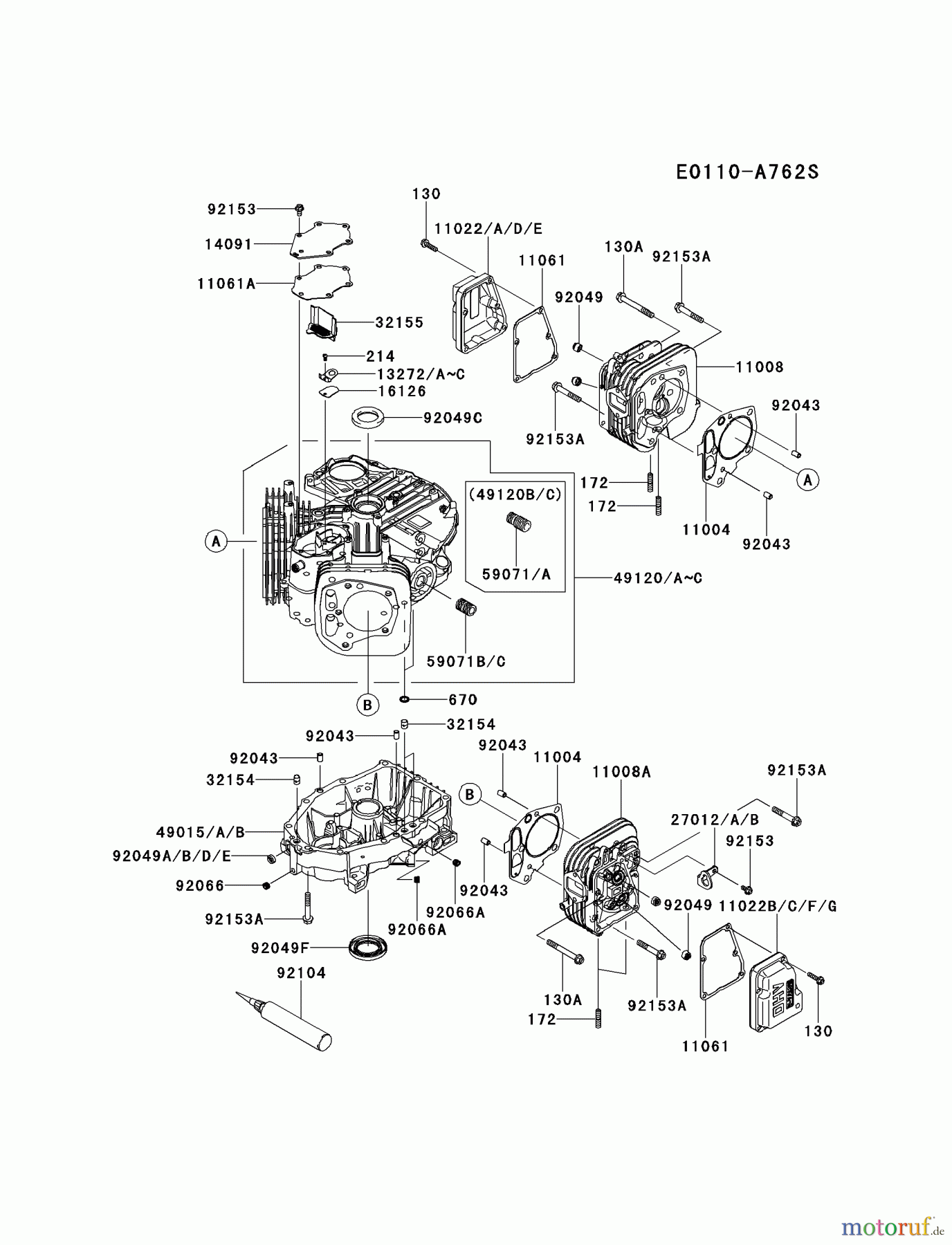  Kawasaki Motoren Motoren Vertikal FH641V - DS25 bis FS481V - BS13 FS481V-AS05 - Kawasaki FS481V 4-Stroke Engine CYLINDER/CRANKCASE #1