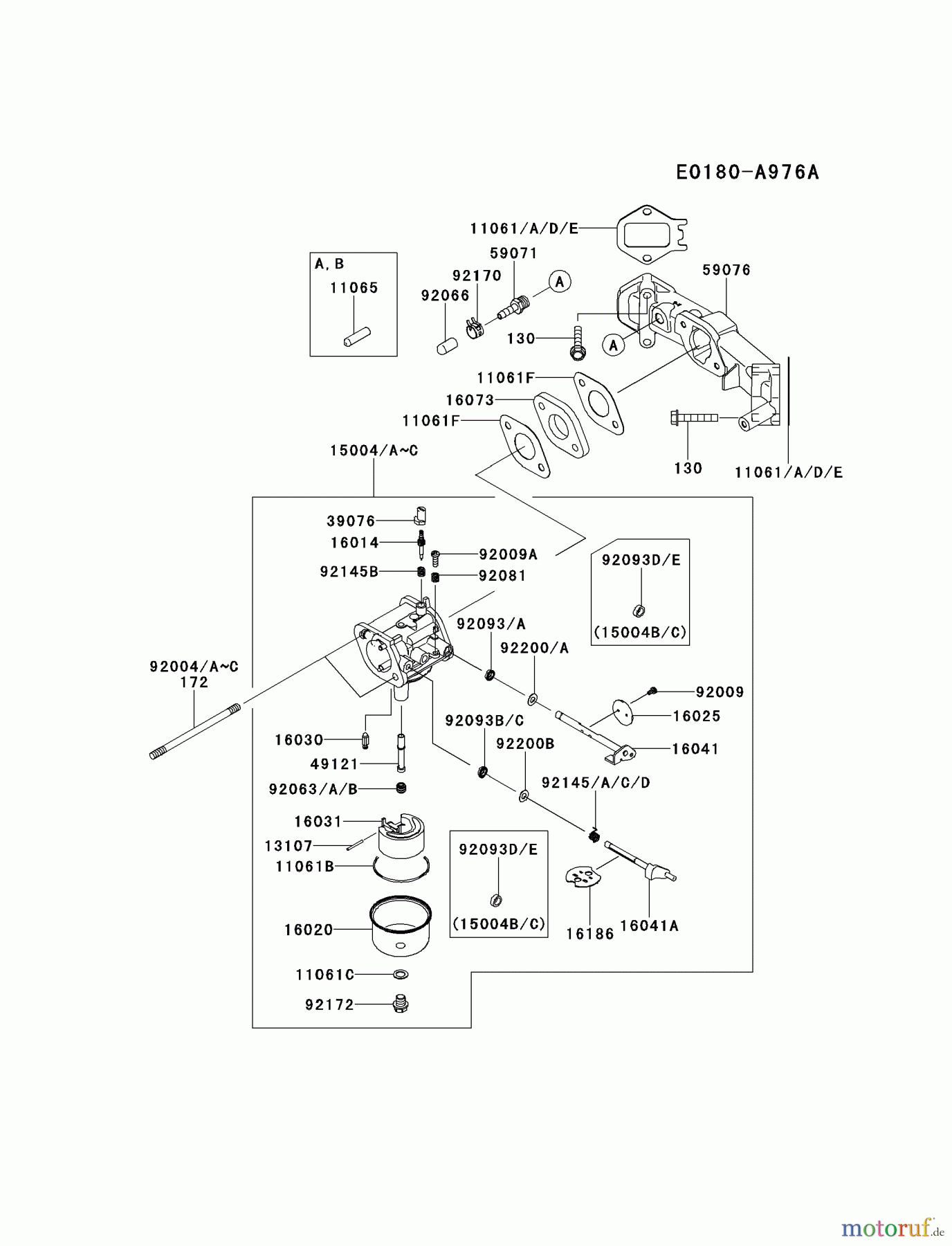  Kawasaki Motoren Motoren Vertikal FH641V - DS25 bis FS481V - BS13 FS481V-BS06 - Kawasaki FS481V 4-Stroke Engine CARBURETOR #2