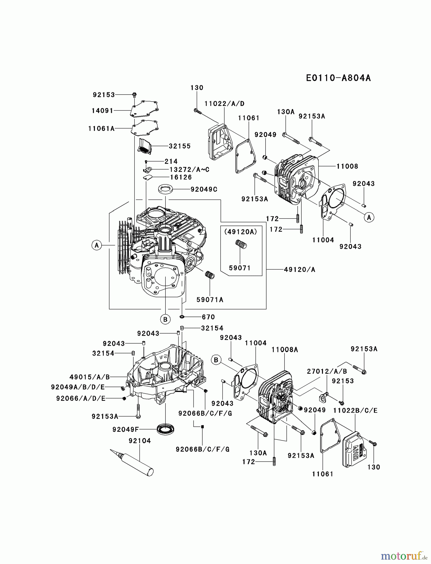  Kawasaki Motoren Motoren Vertikal FH641V - DS25 bis FS481V - BS13 FS481V-BS06 - Kawasaki FS481V 4-Stroke Engine CYLINDER/CRANKCASE #1