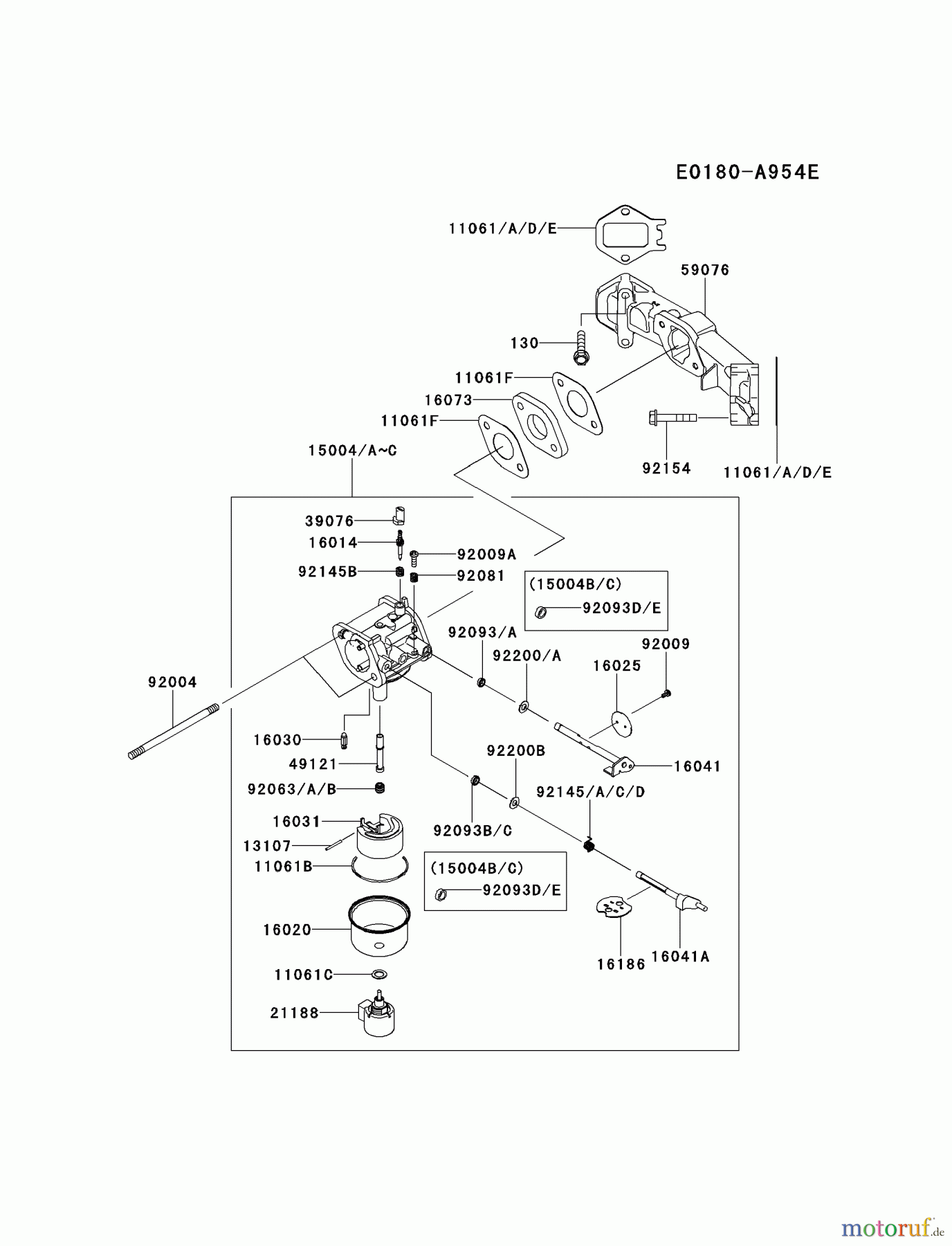  Kawasaki Motoren Motoren Vertikal FH641V - DS25 bis FS481V - BS13 FS481V-AS07 - Kawasaki FS481V 4-Stroke Engine CARBURETOR #1