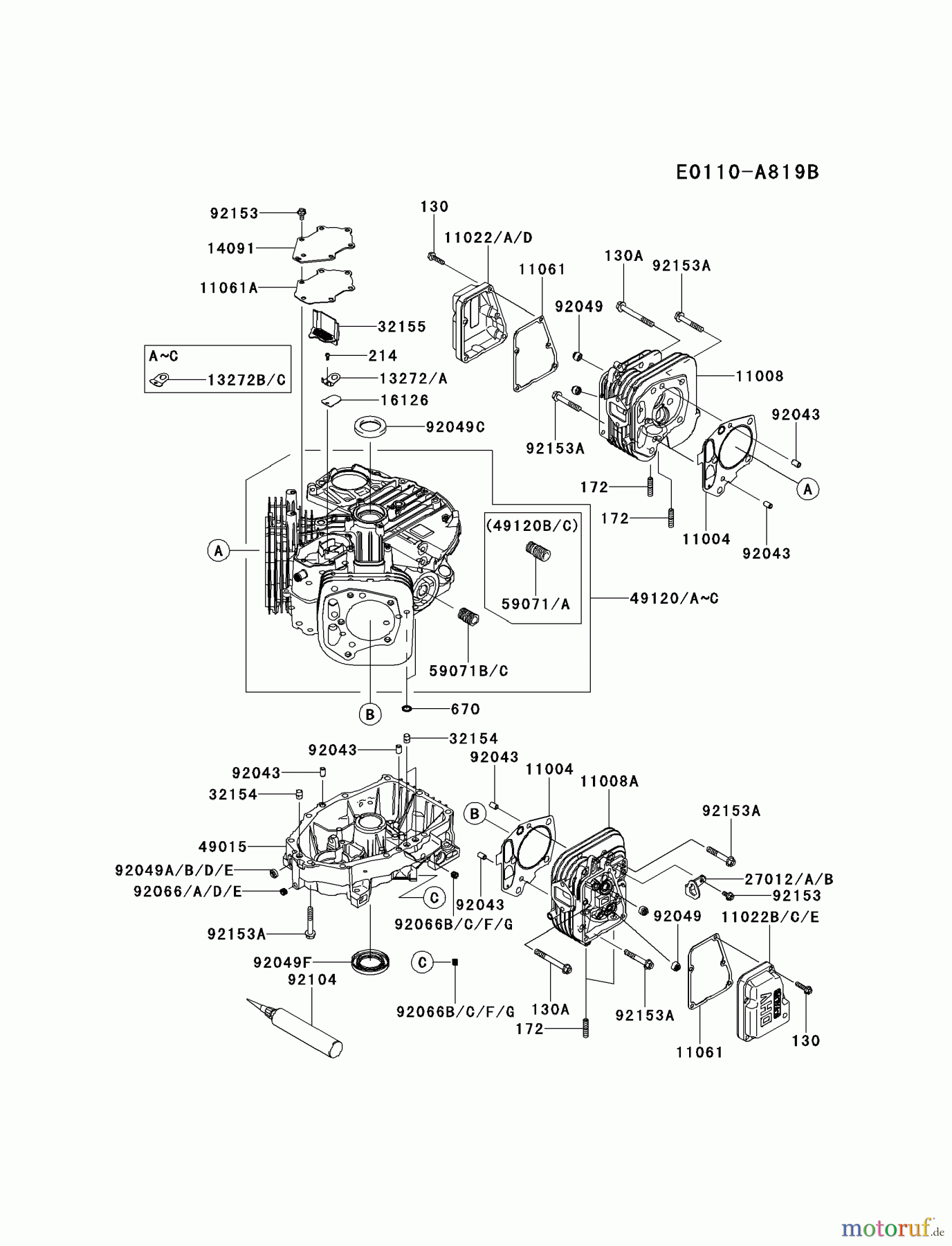  Kawasaki Motoren Motoren Vertikal FH641V - DS25 bis FS481V - BS13 FS481V-BS07 - Kawasaki FS481V 4-Stroke Engine CYLINDER/CRANKCASE #1