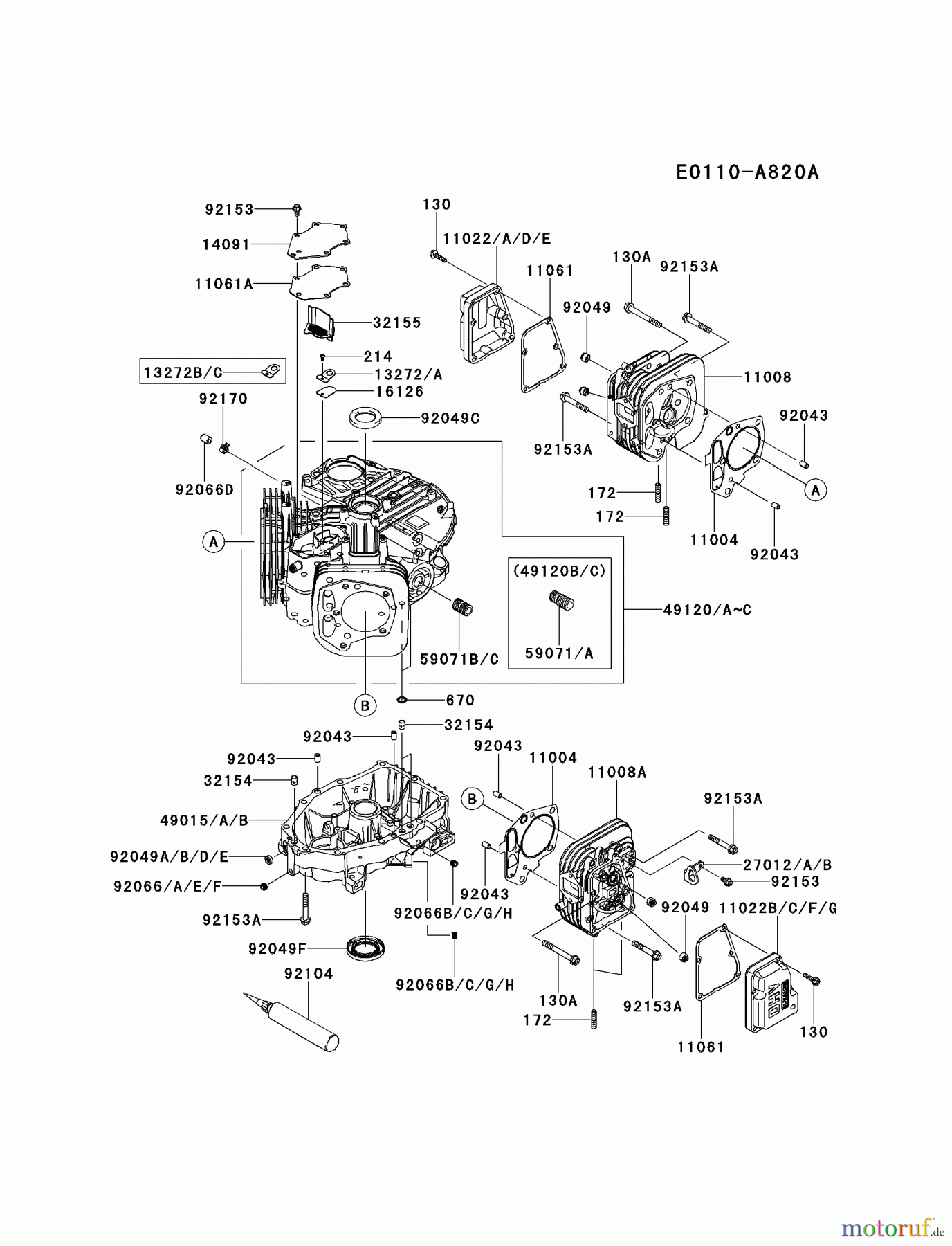  Kawasaki Motoren Motoren Vertikal FH641V - DS25 bis FS481V - BS13 FS481V-AS10 - Kawasaki FS481V 4-Stroke Engine CYLINDER/CRANKCASE #2