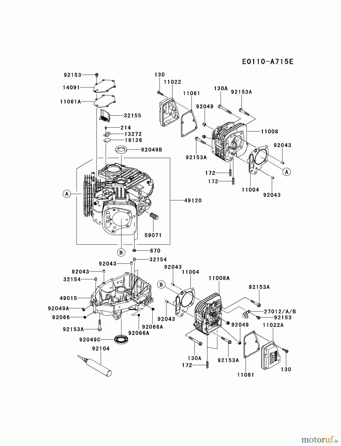  Kawasaki Motoren Motoren Vertikal FH641V - DS25 bis FS481V - BS13 FS481V-BS11 - Kawasaki FS481V 4-Stroke Engine CYLINDER/CRANKCASE