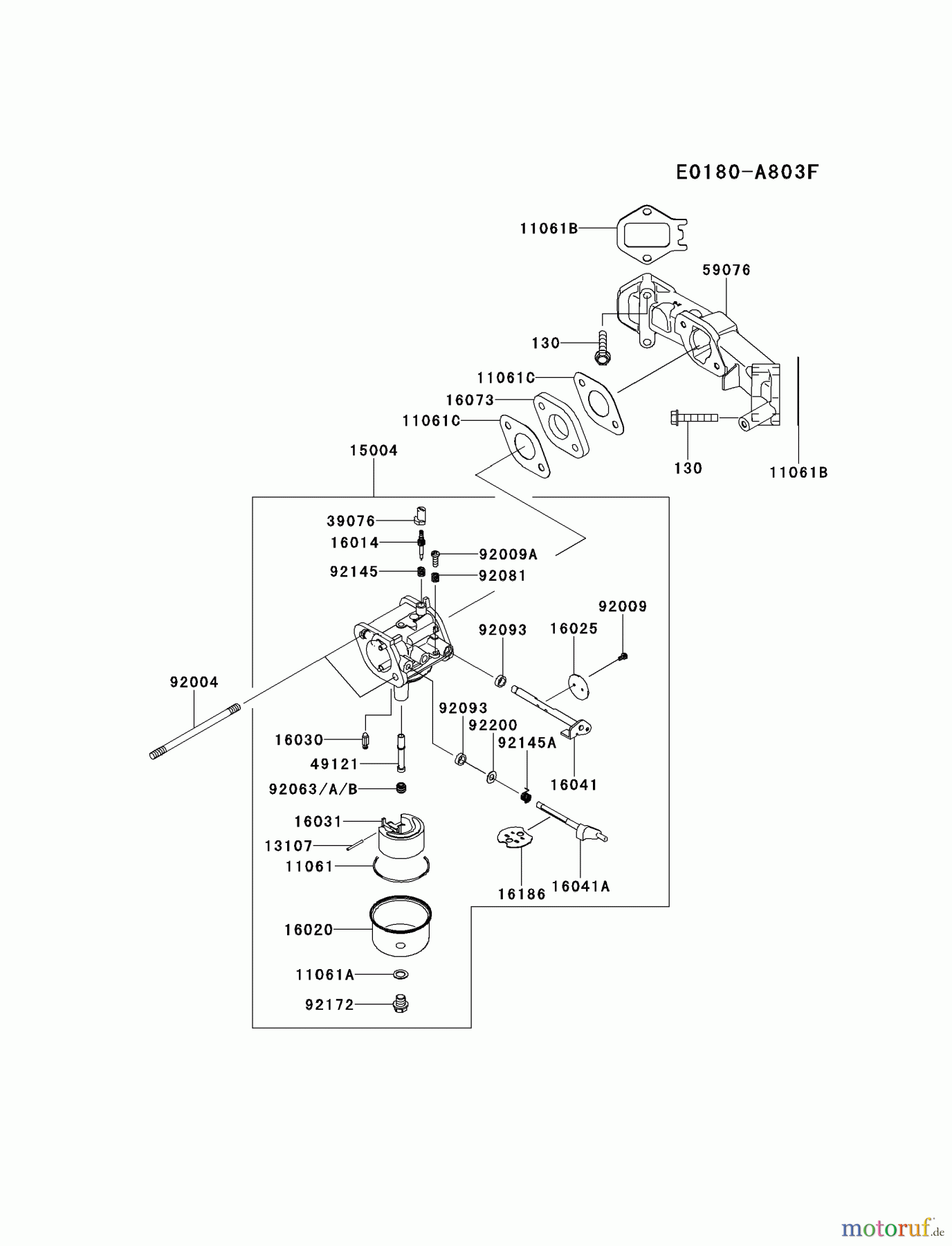  Kawasaki Motoren Motoren Vertikal FH641V - DS25 bis FS481V - BS13 FS481V-BS12 - Kawasaki FS481V 4-Stroke Engine CARBURETOR