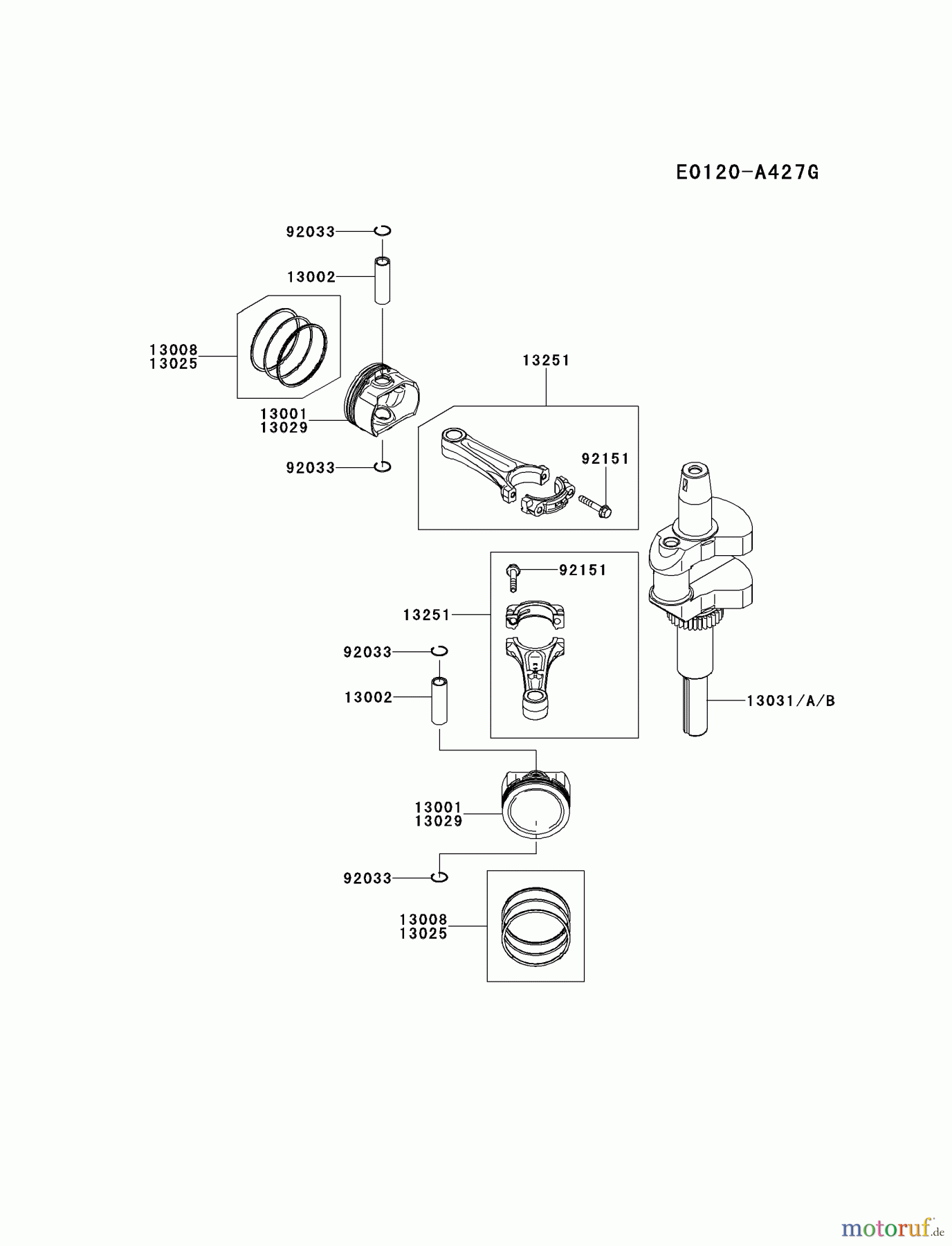  Kawasaki Motoren Motoren Vertikal FH641V - DS25 bis FS481V - BS13 FS481V-AS12 - Kawasaki FS481V 4-Stroke Engine PISTON/CRANKSHAFT