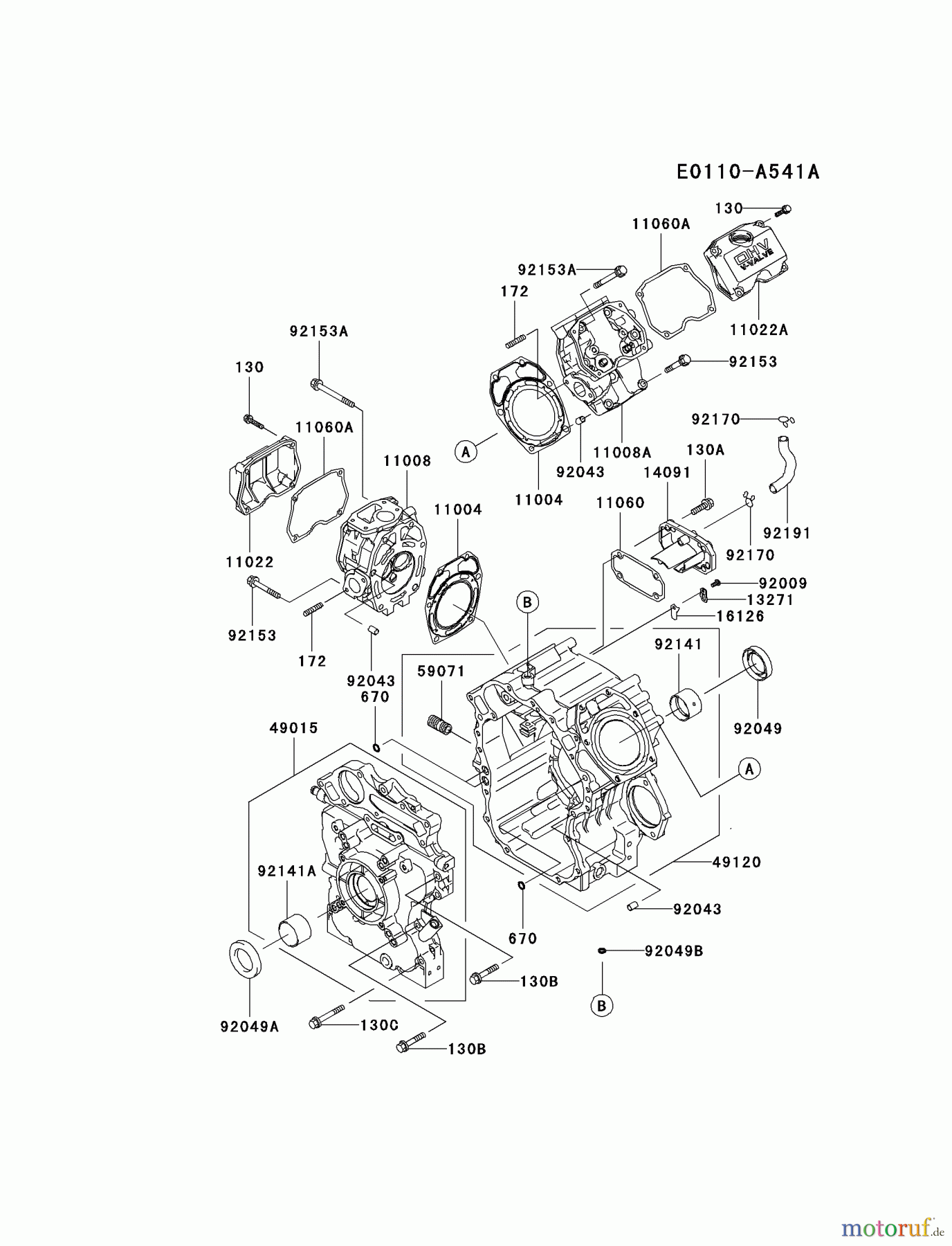  Kawasaki Motoren Motoren, Horizontal FD791D-AS07 - Kawasaki FD791D 4-Stroke Engine CYLINDER/CRANKCASE