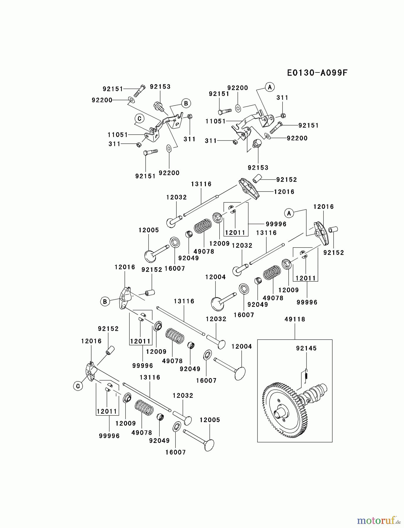  Kawasaki Motoren Motoren, Horizontal FD750D-BS01 - Kawasaki FD750D 4-Stroke Engine VALVE/CAMSHAFT