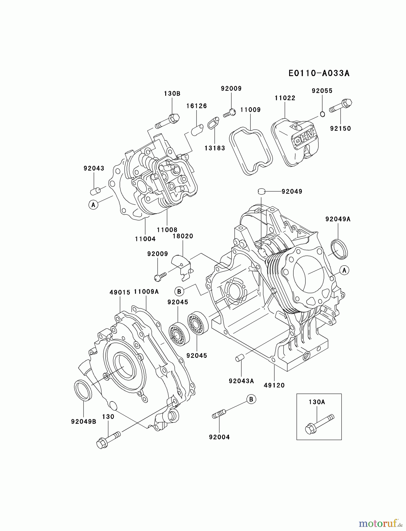  Kawasaki Motoren Motoren, Horizontal FE250D-AS03 - Kawasaki FE250D 4-Stroke Engine CYLINDER/CRANKCASE