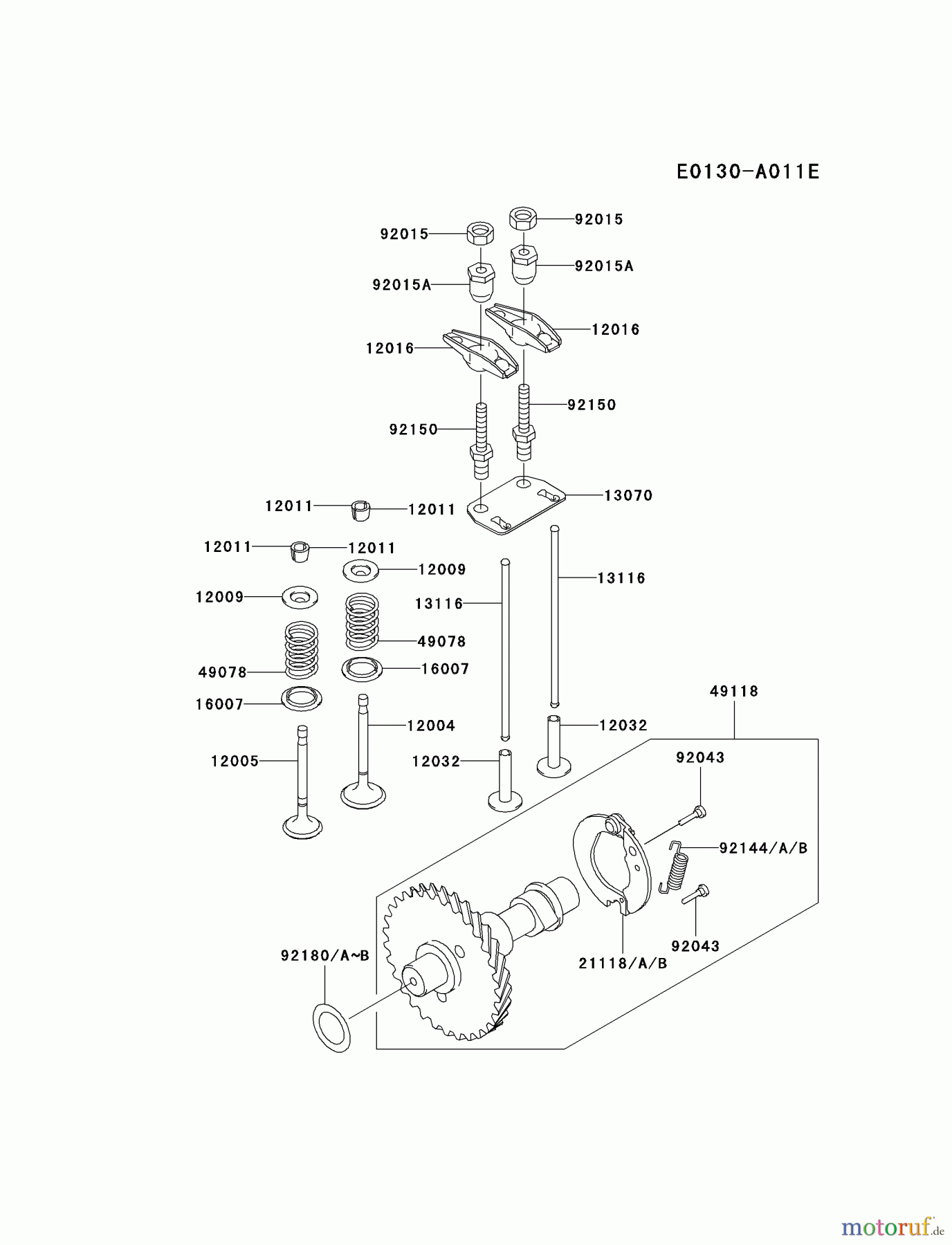  Kawasaki Motoren Motoren, Horizontal FE250D-BS01 - Kawasaki FE250D 4-Stroke Engine VALVE/CAMSHAFT