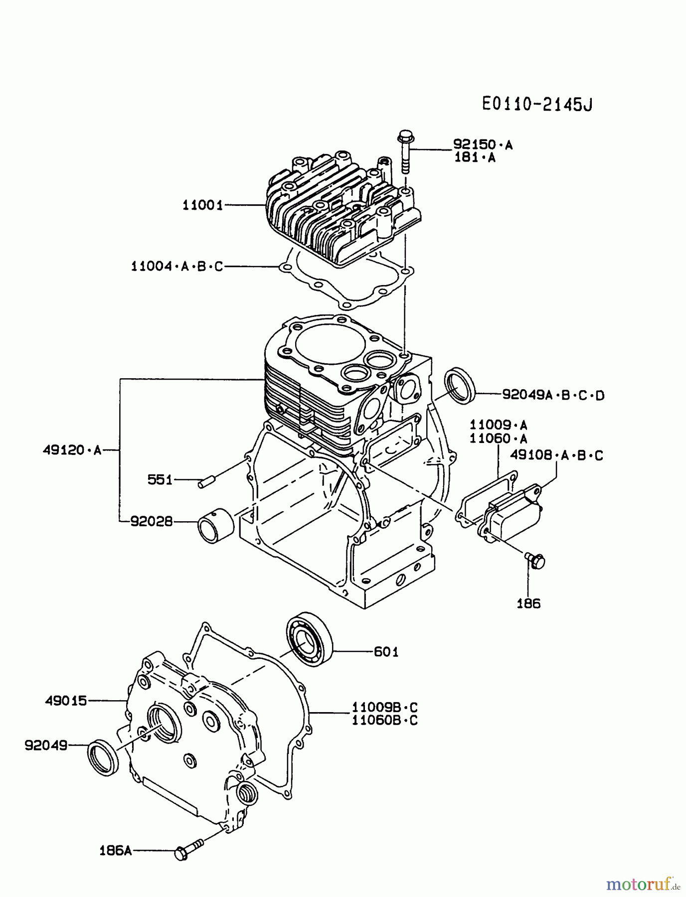  Kawasaki Motoren Motoren, Horizontal FA210D-HS05 - Kawasaki FA210D 4-Stroke Engine CYLINDER/CRANKCASE