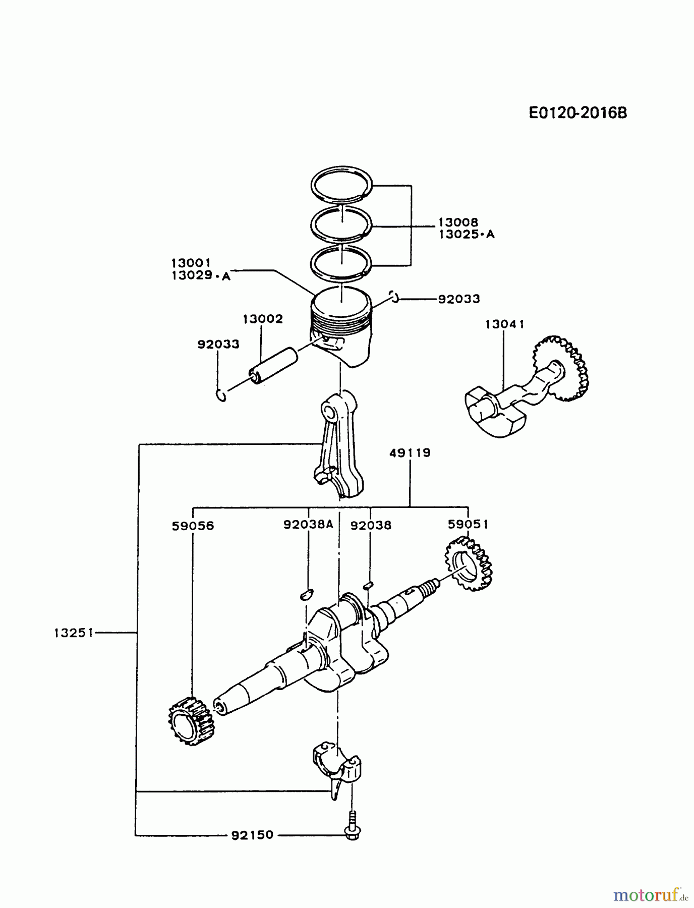  Kawasaki Motoren Motoren, Horizontal FG300D-FS02 - Kawasaki FG300D 4-Stroke Engine PISTON/CRANKSHAFT